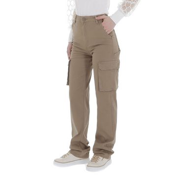 Ital-Design Cargohose Damen Freizeit (86359004) Stretch Stoffhose in Beige