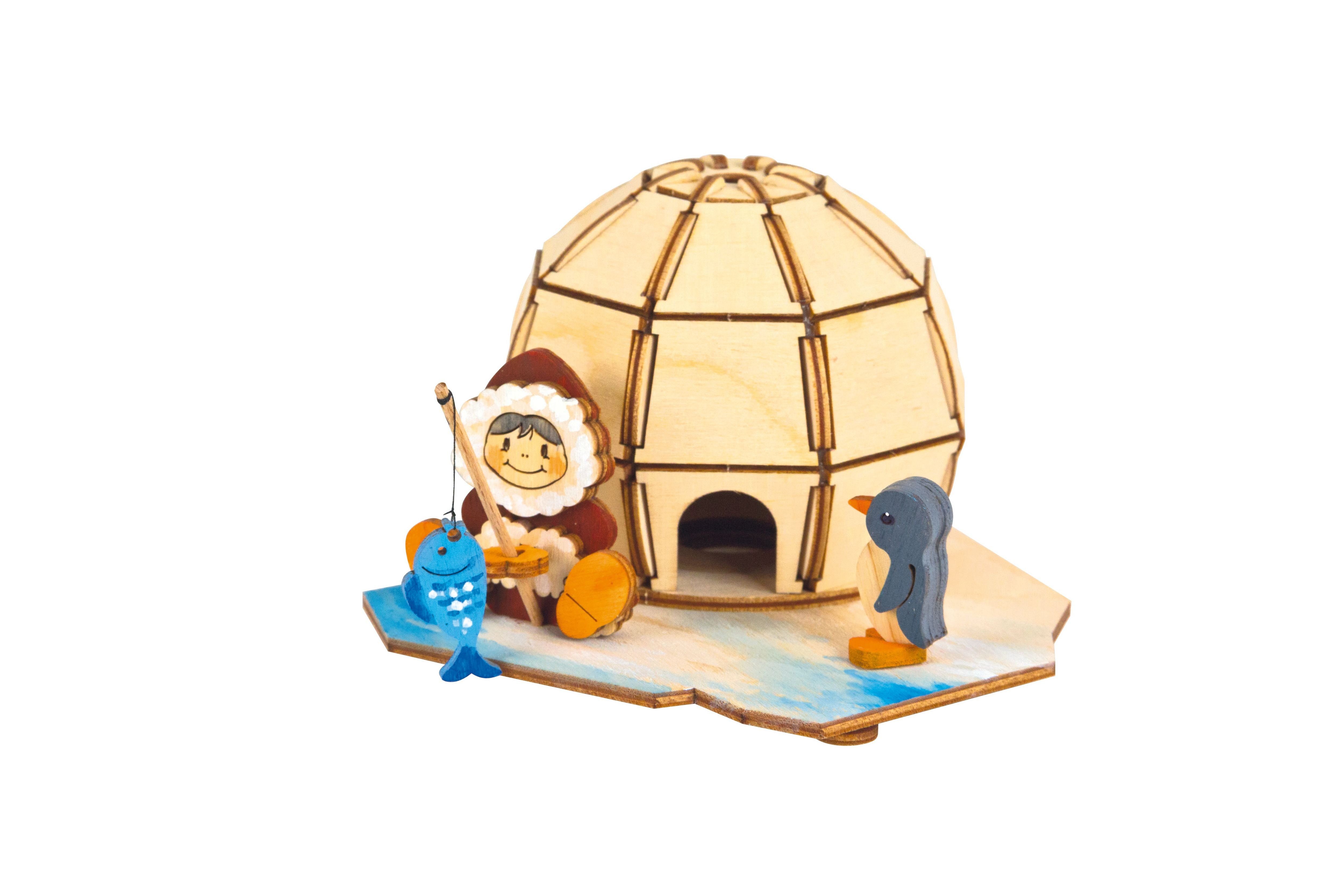 Kuhnert Kreativset 10153, Bastelset Iglu, Räucherhaus Höhe ca. 13cm - Made in Germany