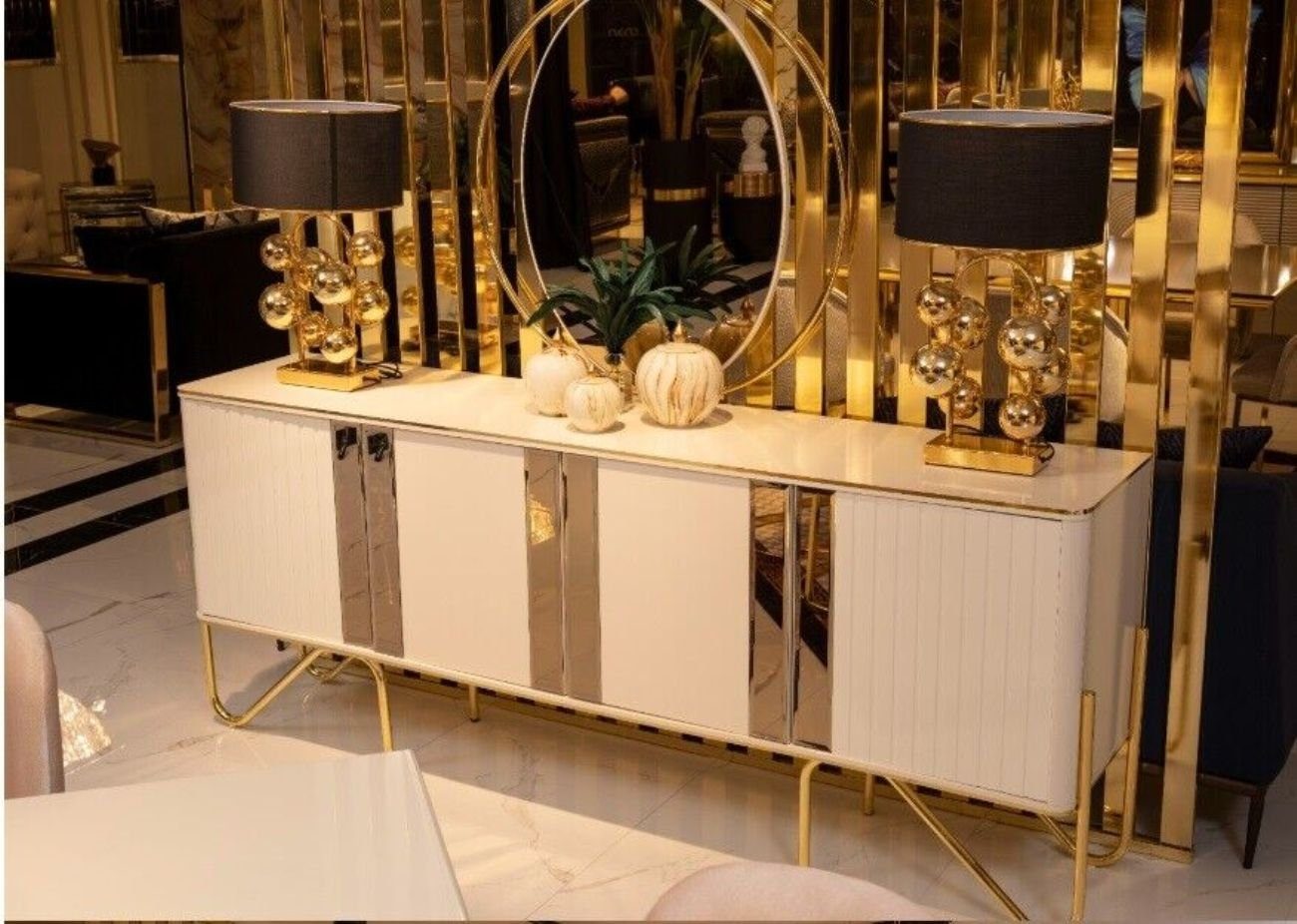 Sideboard Möbel Italienische Kommode Kommoden Big JVmoebel Metall xxl Stil Sideboard Gold