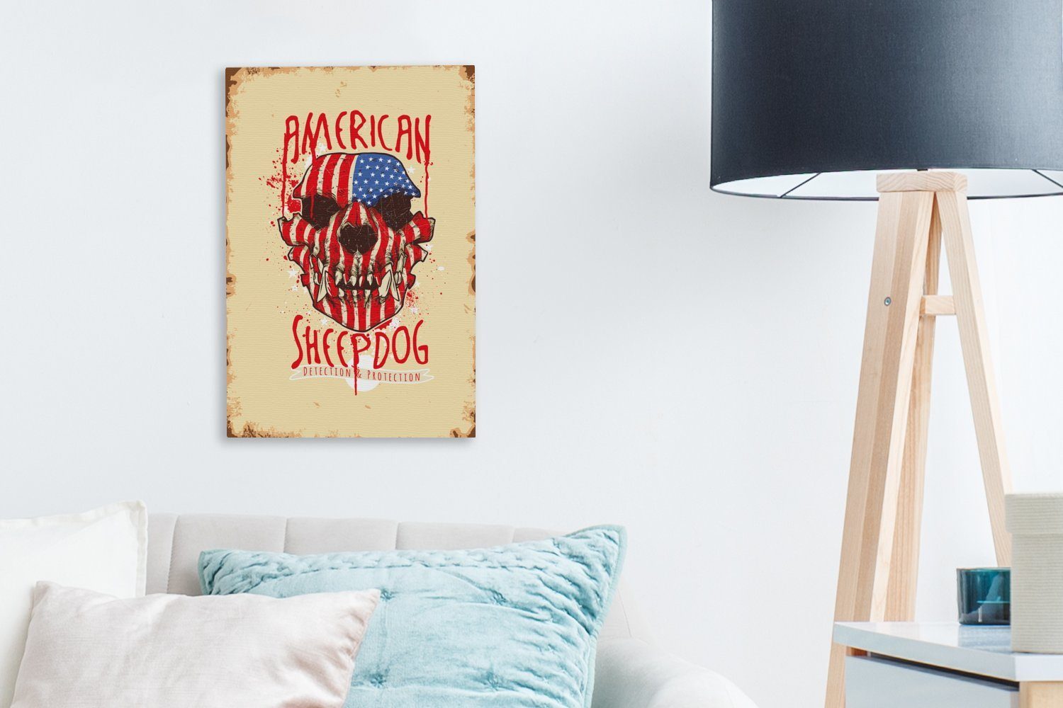 Jahrgang 20x30 - St), bespannt Leinwandbild OneMillionCanvasses® - inkl. Leinwandbild Zackenaufhänger, Amerika (1 cm Hund, Gemälde, fertig