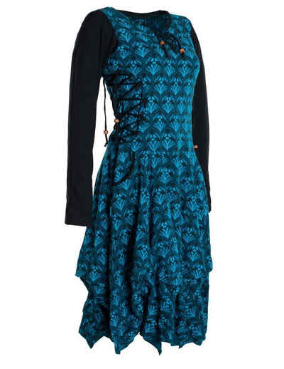 Vishes Jerseykleid »Jersey-Kleid Blumenkleid Schnürung V-Ausschnitt« Party-, Fest-, Ballkleid