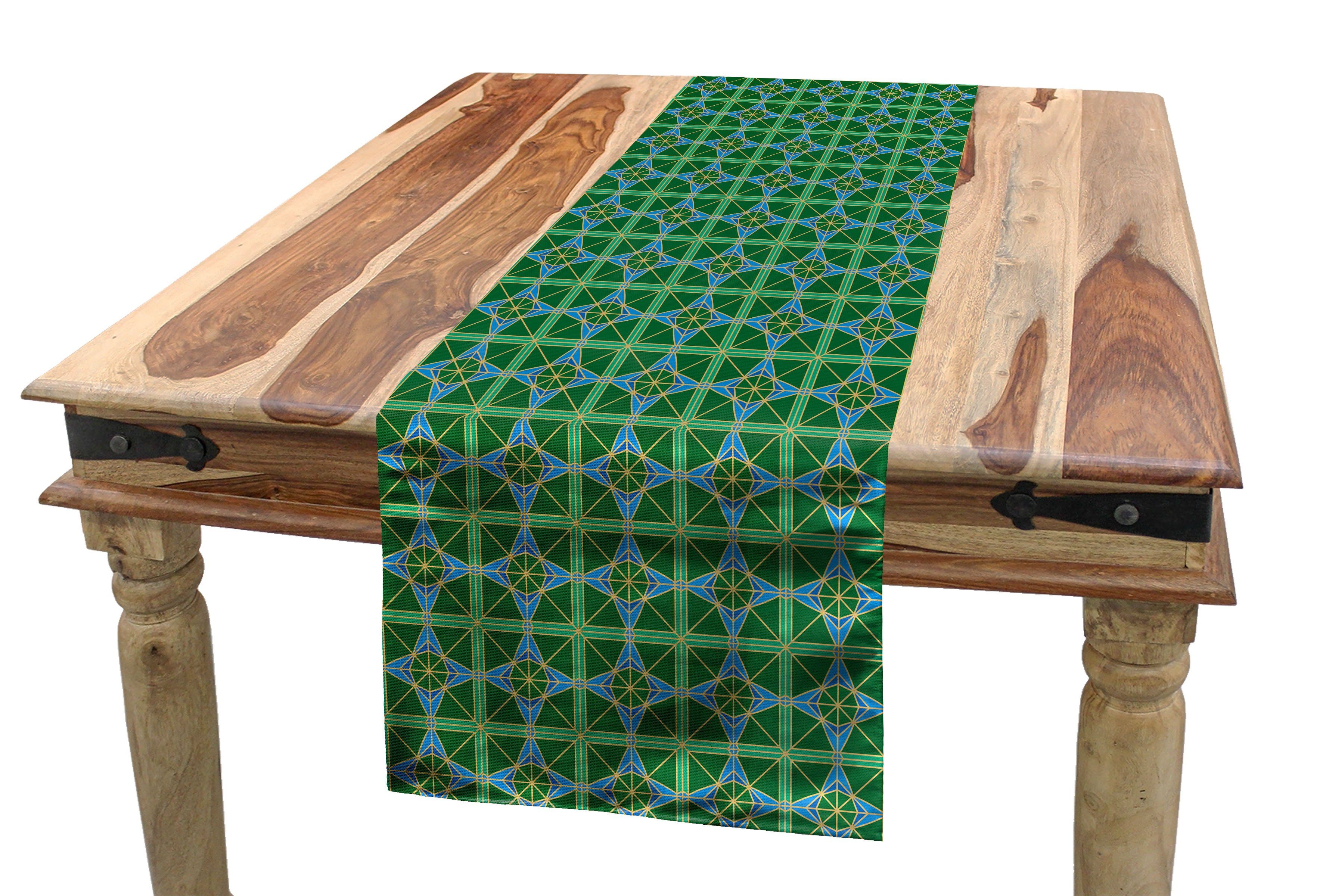 Abakuhaus Tischläufer Esszimmer Küche Rechteckiger Dekorativer Tischläufer, Geometrisch Diagonal Squares Folge gewonnen