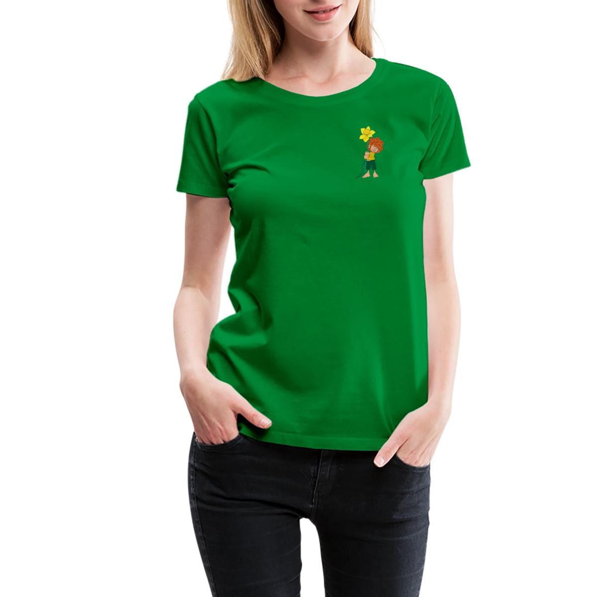 Spreadshirt T-Shirt Pumuckl Design Mit Gelber Blume Frauen Premium T-Shirt günstig online kaufen