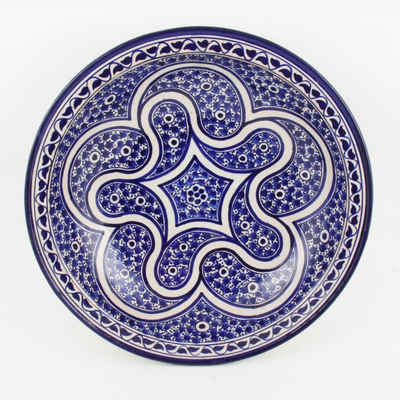 Casa Moro Dekoteller Casa Moro Orientalischer Keramik Teller Schale bunt Ø 34 cm (Keramikschale marokkanische Schüssel, Obstschale Servierschale), Handgefertigt KSF014