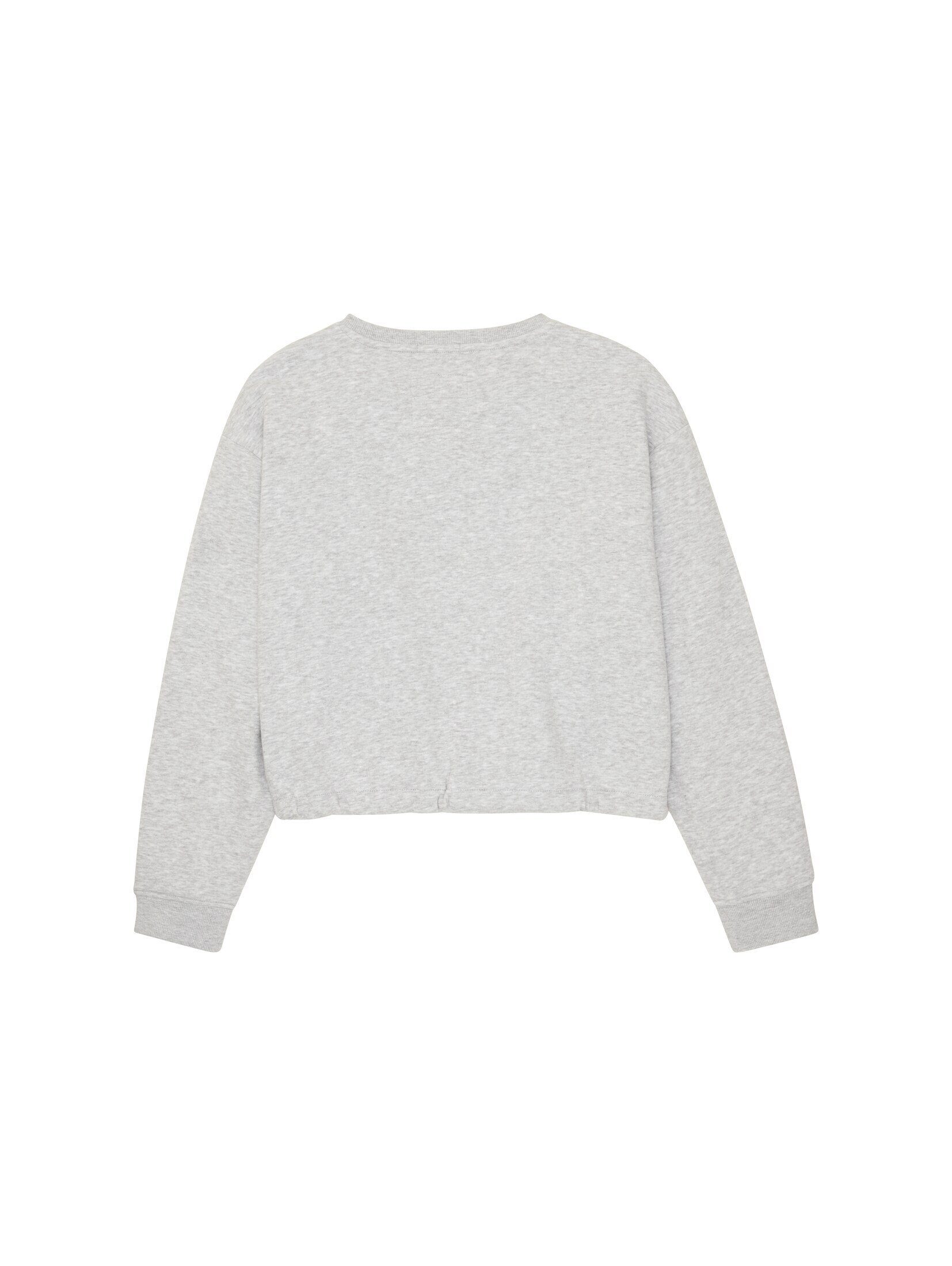 TOM TAILOR Sweatjacke Cropped Sweatshirt Melange mit Light Grey Stone Print