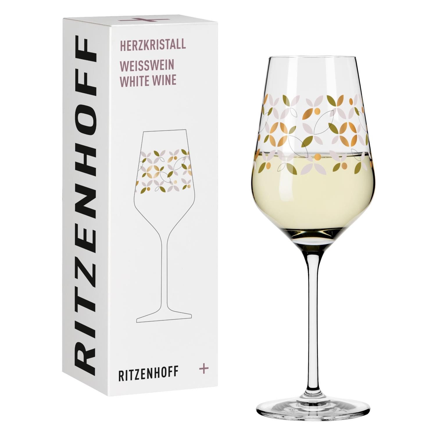 Ritzenhoff Weißweinglas HERZKRISTALL, Glas, Farbe: Mehrfarbig, Motiv: Blumen