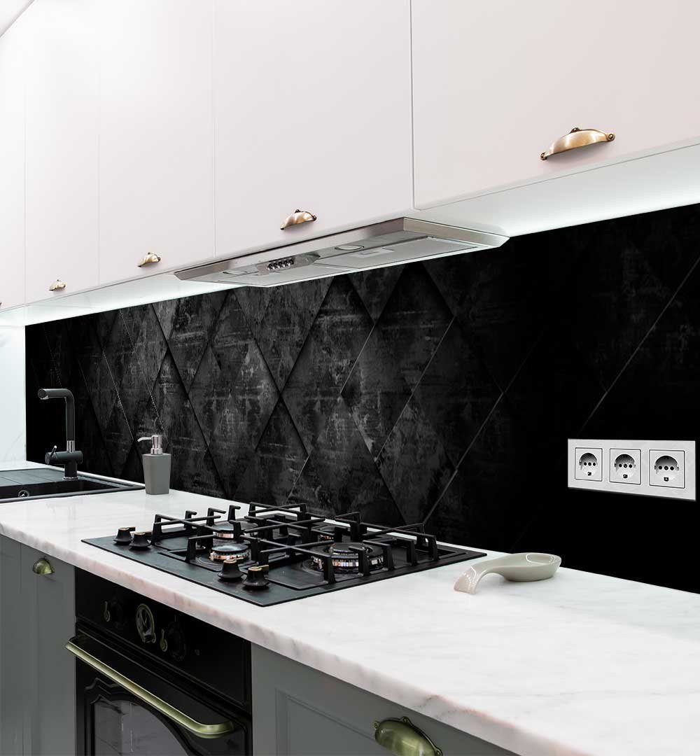 MyMaxxi Küchenrückwand Küchenrückwand selbstklebend Dunkles Mosaik Spritzschutz Folie, (Klebefolie passend geschnitten und gerollt B 280 cm x H 60 cm), schwarze Kachelung B 280 cm x H 60 cm