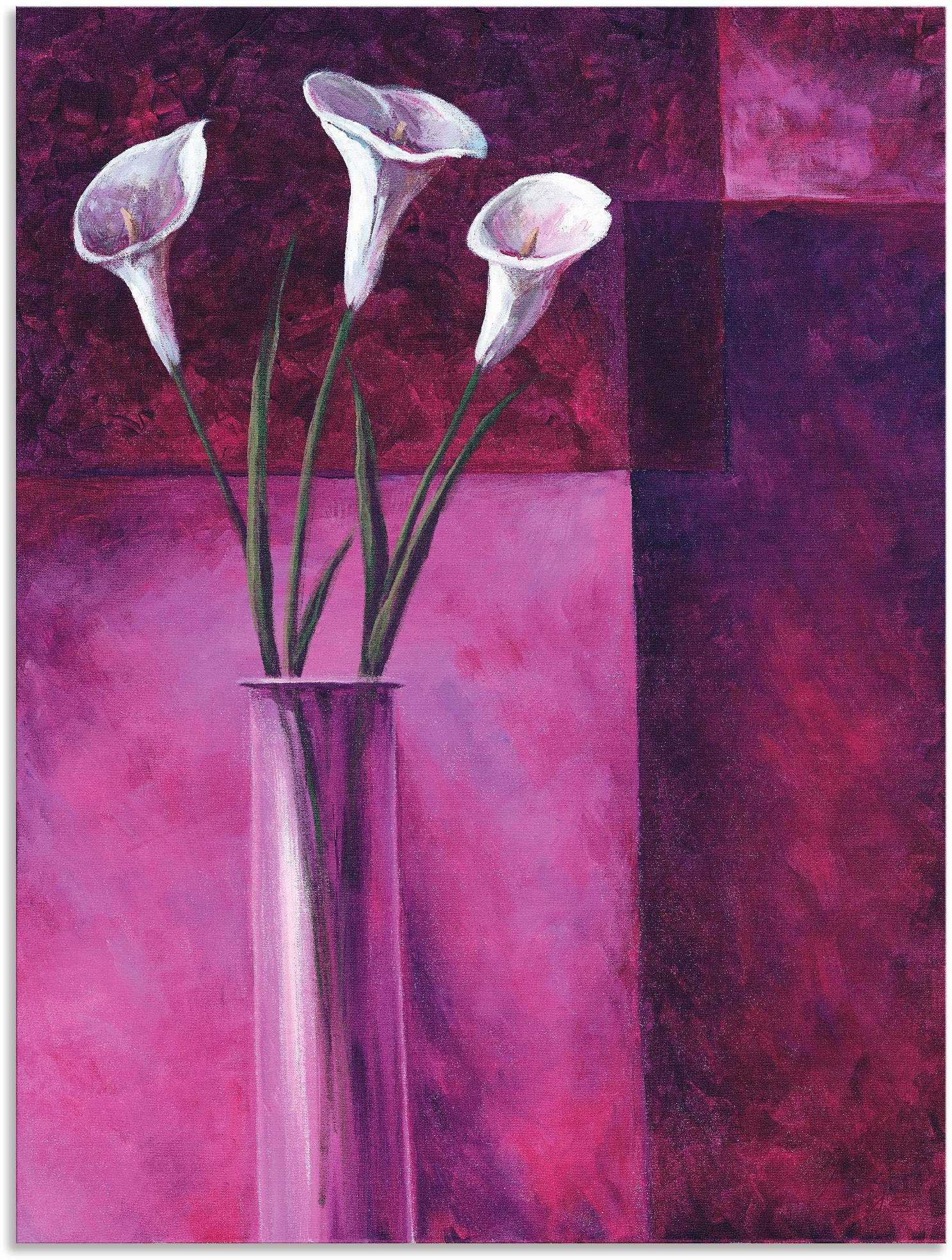 Größen oder Wandaufkleber Callas Leinwandbild, Lila, als in St), Blumen Wandbild Artland Alubild, (1 Poster versch.