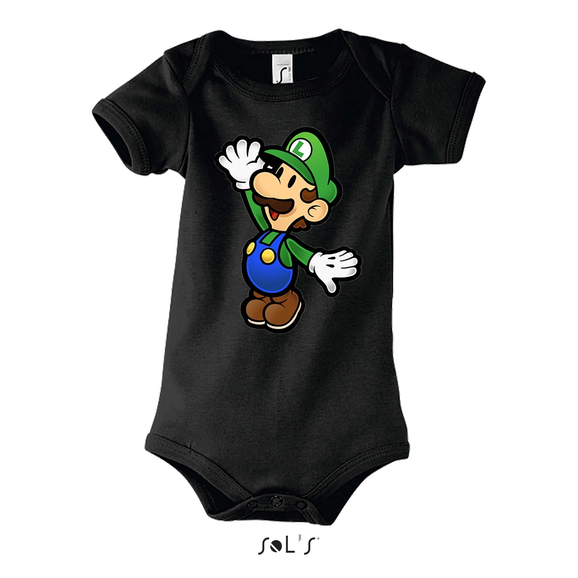 & Peach Nintendo Yoshi Mario Blondie Schwarz Kinder Luigi Gaming Strampler Brownie mit Druckknopf Baby