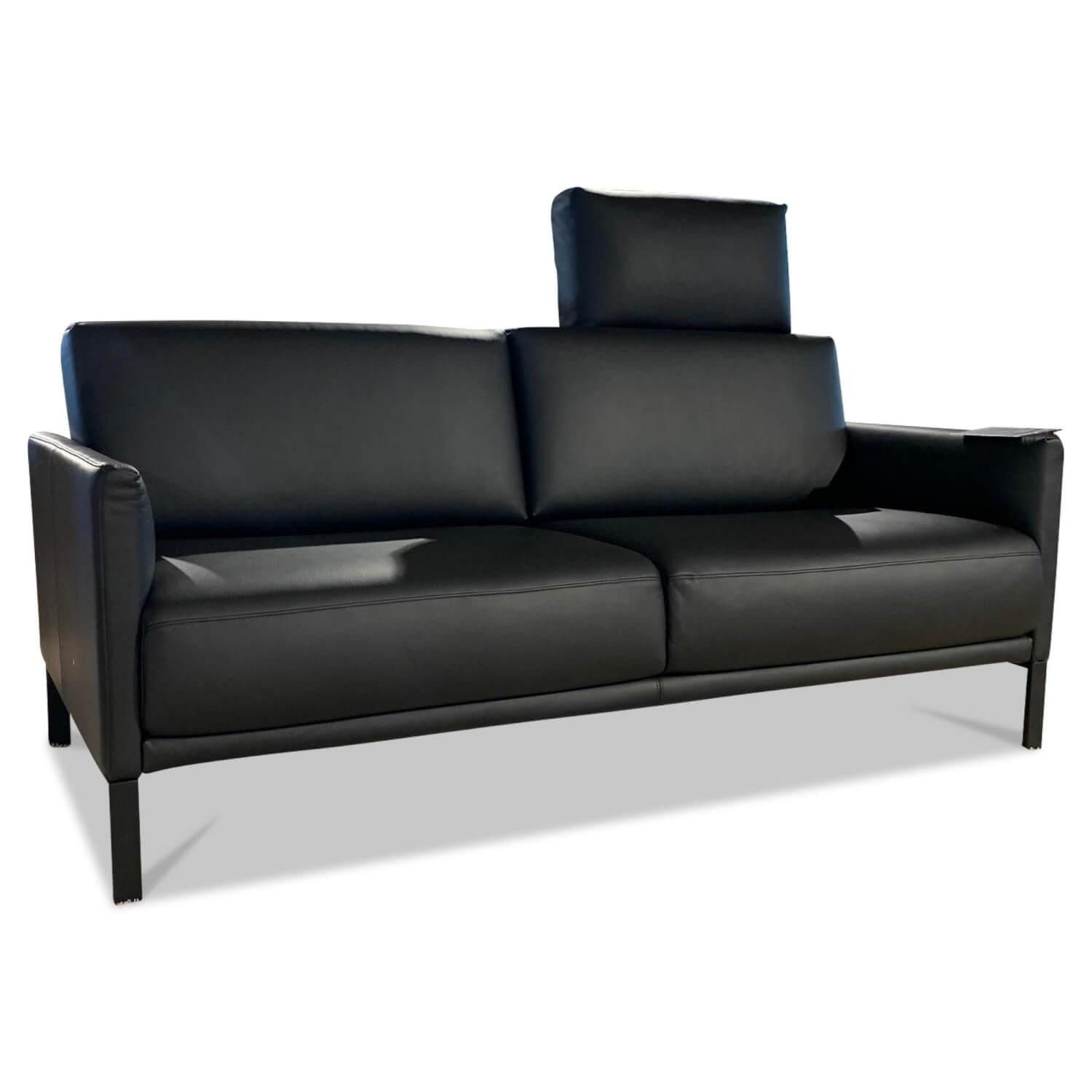 Rolf Benz 2-Sitzer Rolf Benz Sofa Cara Leder 38.110 Schwarz Spange Stahl Schwarz