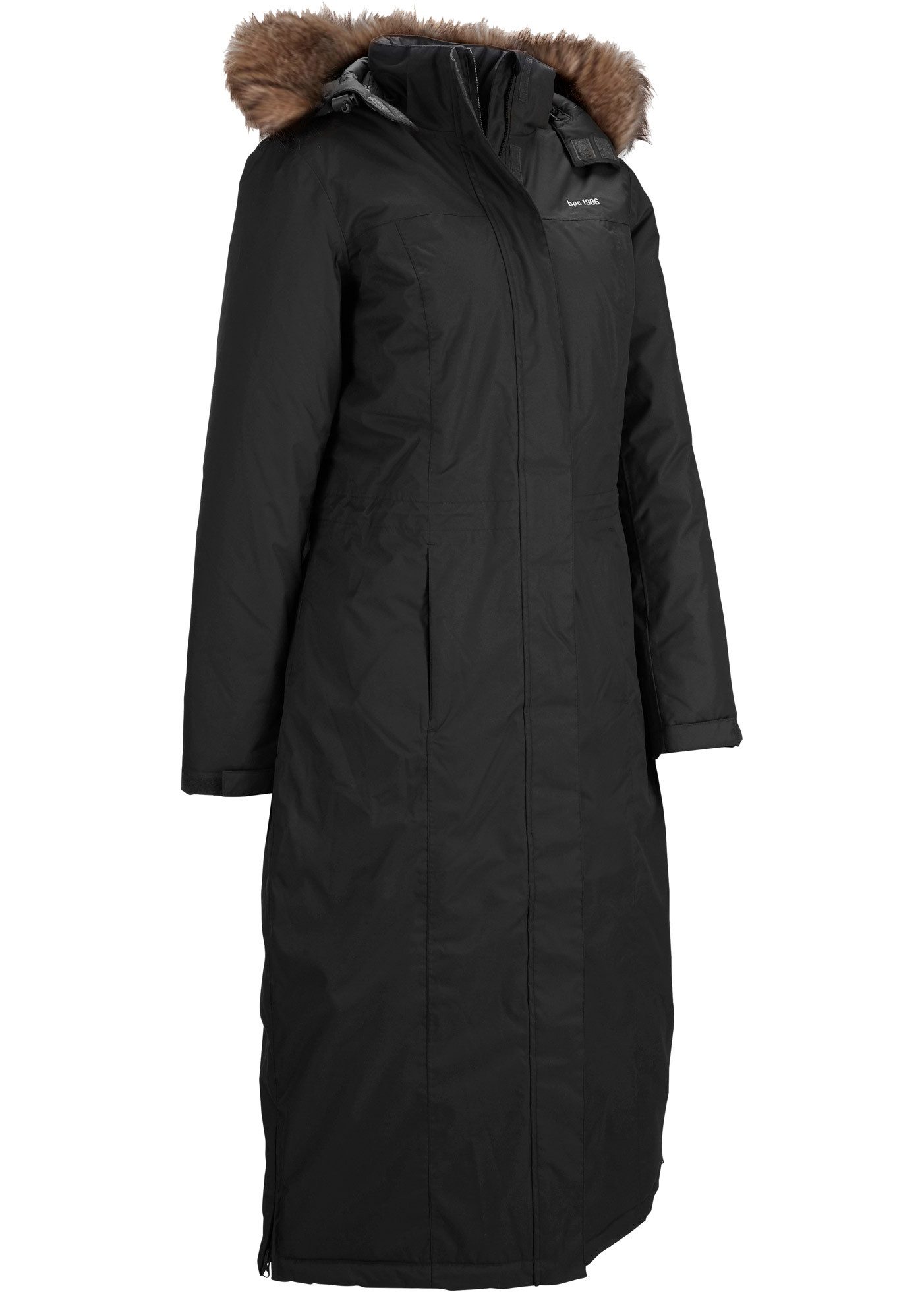 bonprix Wintermantel mit abnehmbarer Kapuze + Fellimitat, Daumenlöcher, Handy-Innentasche – Bild 5 von 5