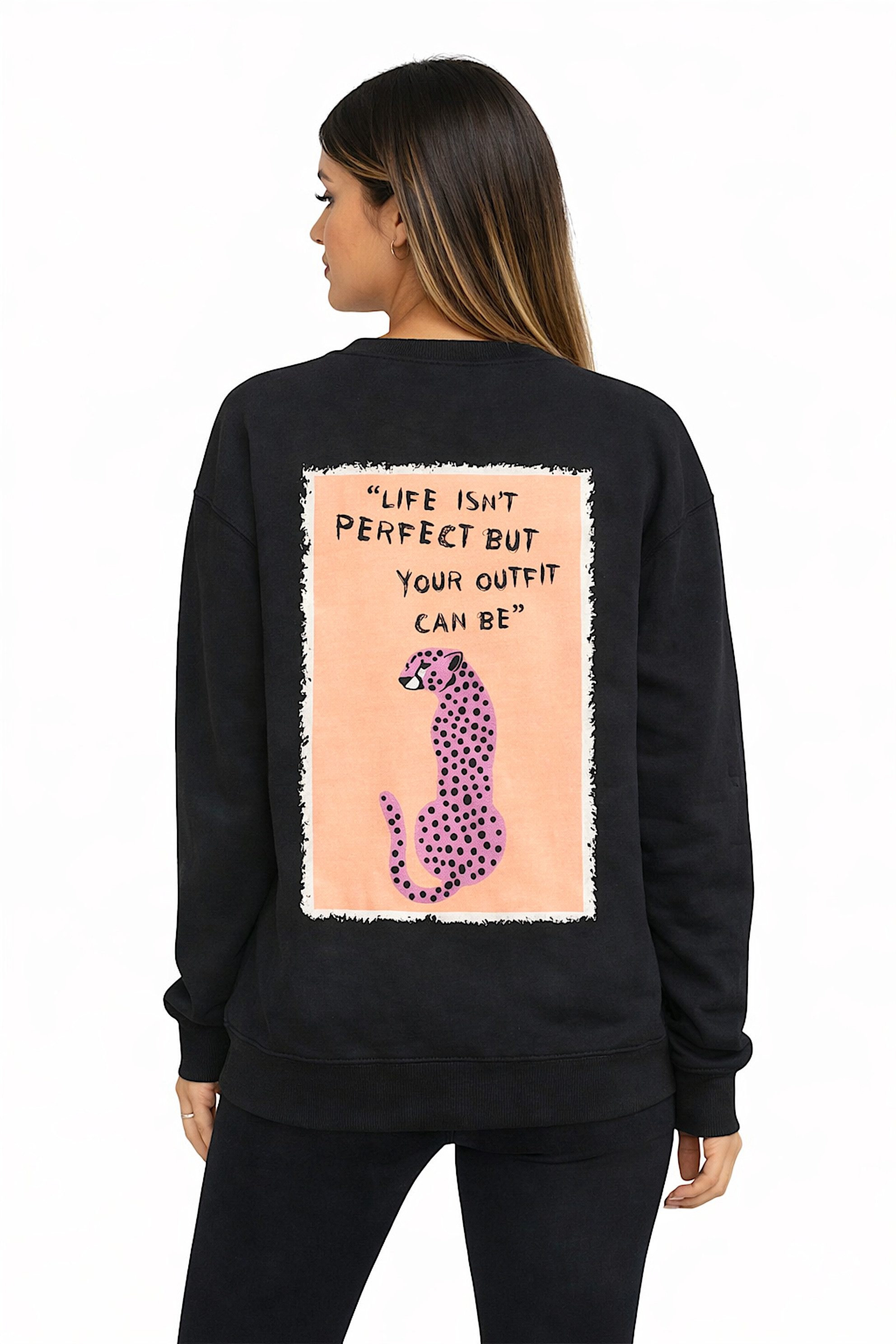 Worldclassca Longsweatshirt Worldclassca Oversized Sweatshirt "LEOPARD" Print Langarm Pullover Neue Kollektion - Stilvolle und gemütliche Casual Mode für Damen