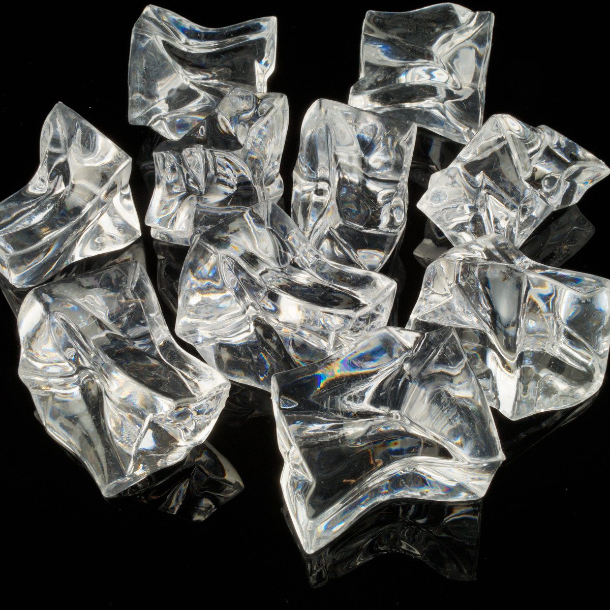 Goodymax Streudeko Kristall-Eis 36 mm farblos klar transparent durchsichtig 10 Stück, künstliche Eiswürfel Ziersteine Dekosteine Edelsteine Dekoeis