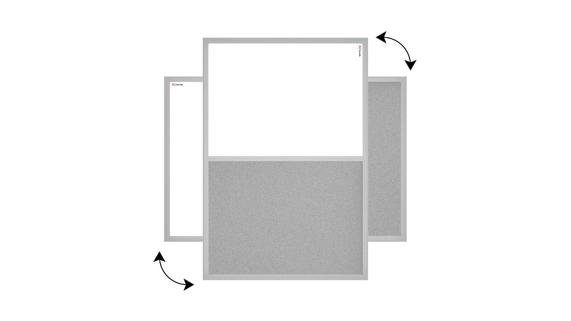 ALLboards Tafel Kombitafel, Kork grau / magnetisch weiß, Holzrahmen grau lackiert