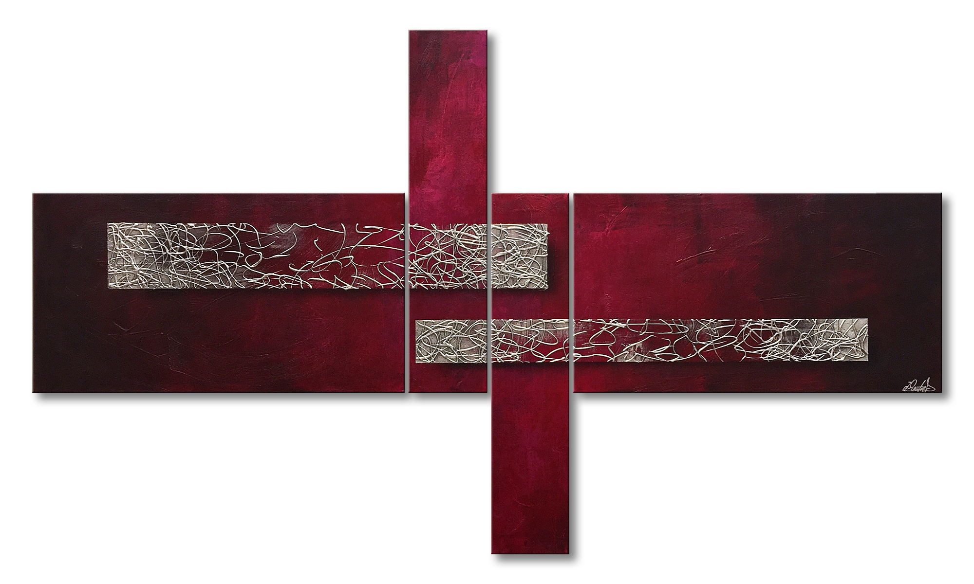 WandbilderXXL XXL-Wandbild Virtuoso Silver 220 x 130 cm, Abstraktes Картина, handgemaltes Unikat