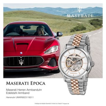 MASERATI Quarzuhr Maserati Herrenuhr Epoca Auto, Herrenuhr rund, groß (ca. 42mm) Edelstahlarmband, Made-In Italy