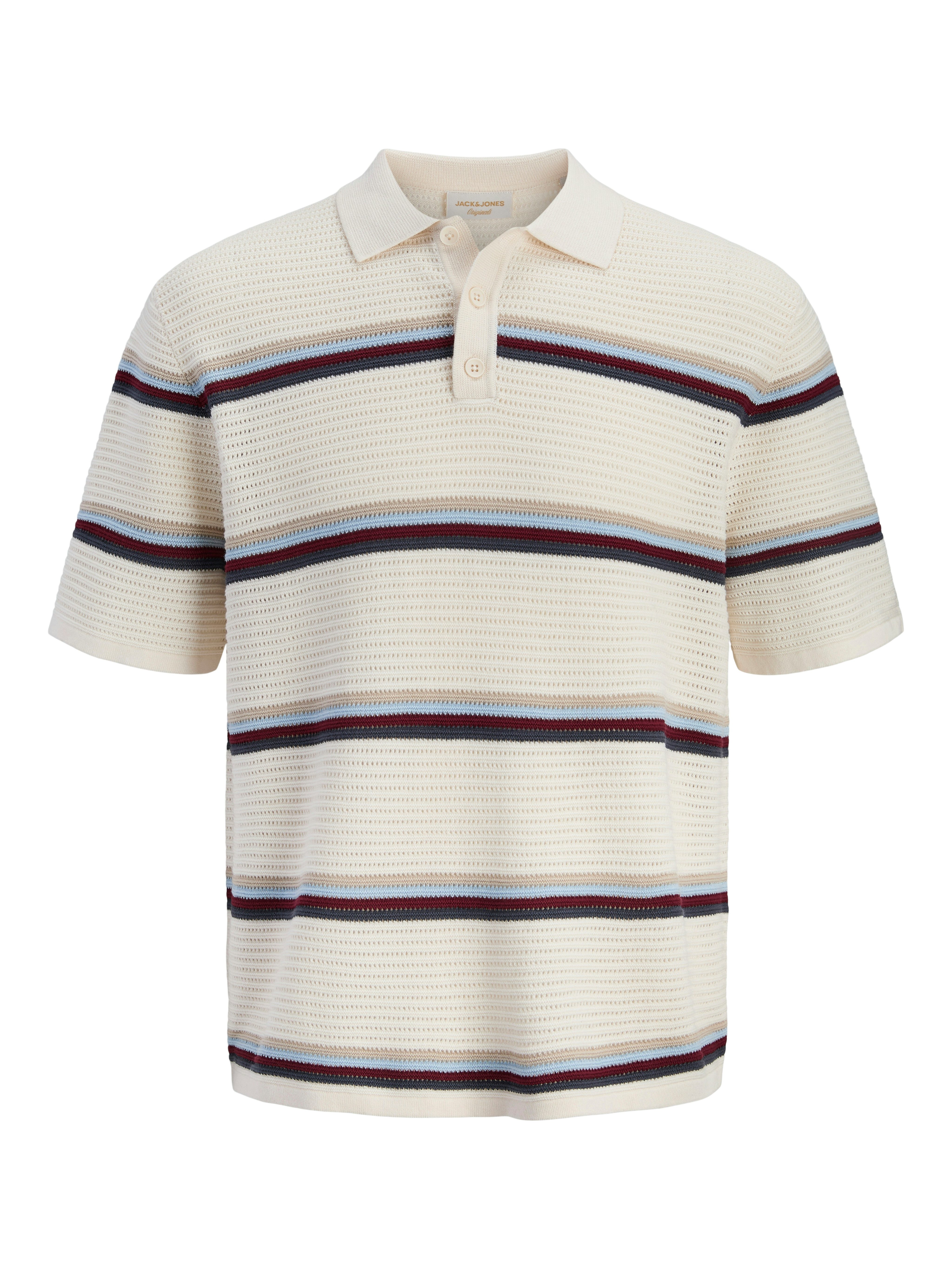 Jack & Jones Polokragenpullover JORMAINE KNIT STRIPE POLO SN Baumwolle, relaxed fit – Bild 5 von 5