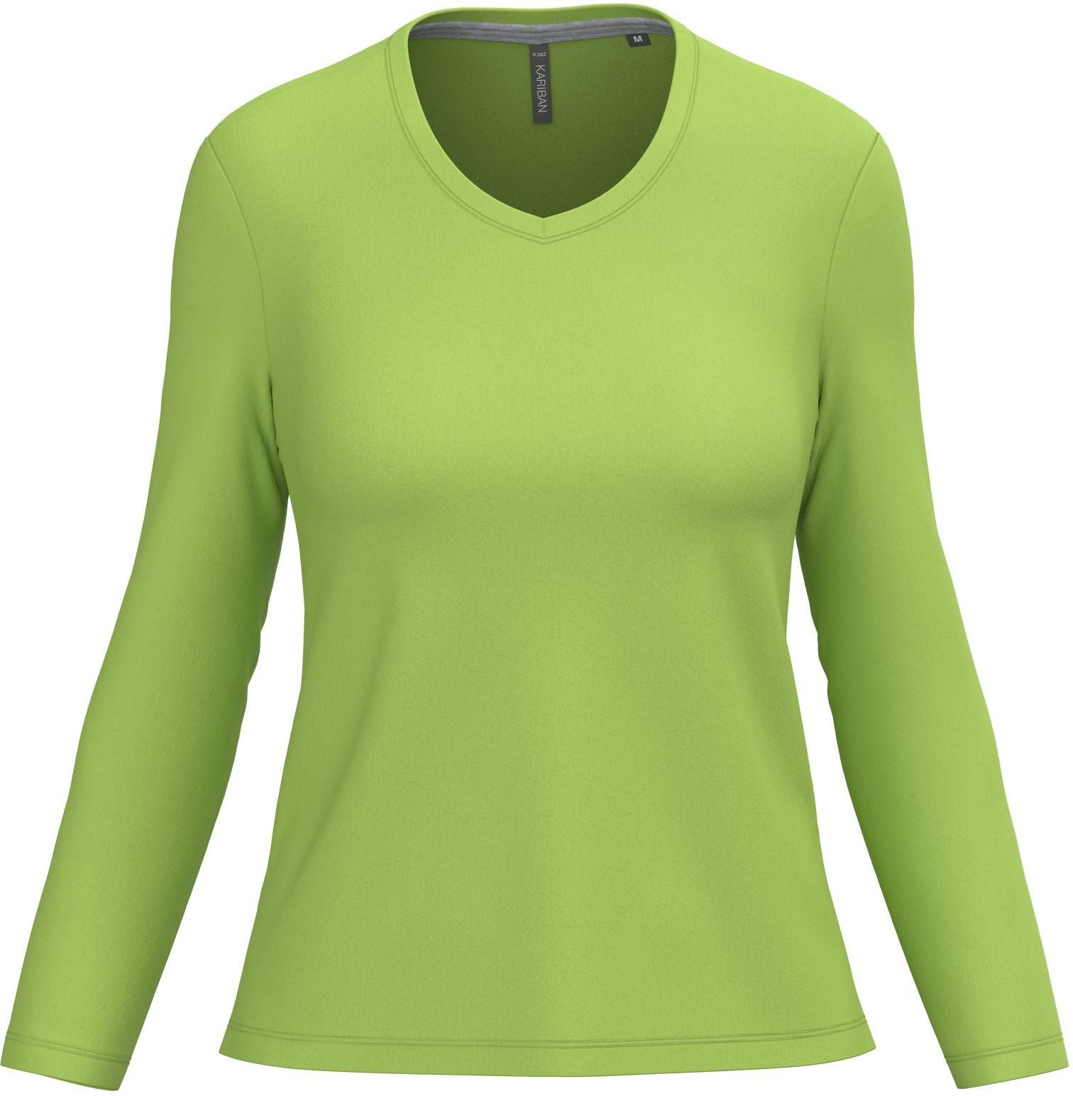 Kariban Langarmshirt Damen Langarmshirt Ladies' long sleeve V-neck T-shirt günstig online kaufen