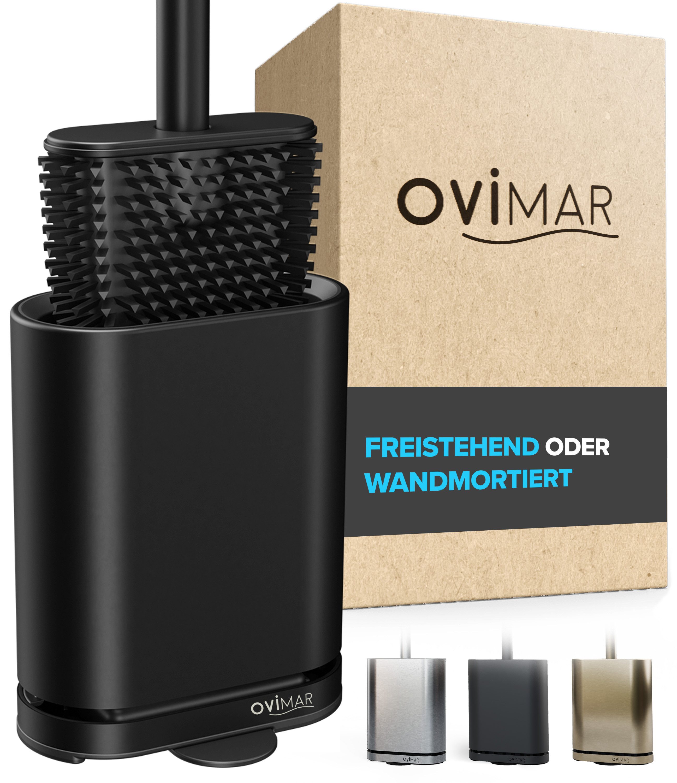 ovimar WC-Reinigungsbürste, (1-tlg), aus Edelstahl in Schwarz zur Wandmontage (optional)