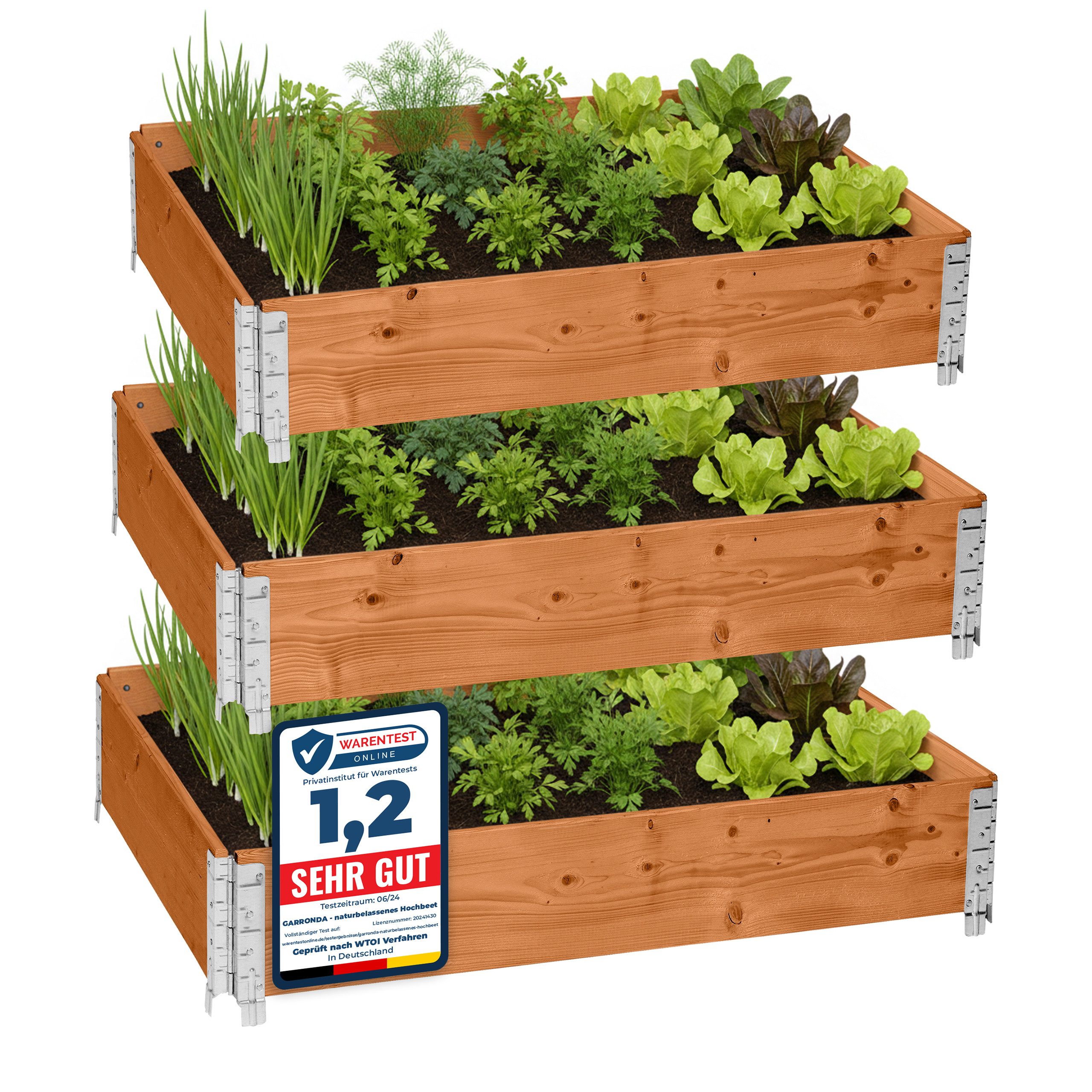 Garronda Hochbeet-Profil 3er Pack Palettenrahmen 120x80x20 Hochbeet Holz für Pflanzen GD-0075 (3-St., Set)