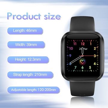 MICGIGI Smartwatch (1,54 Zoll, Android iOS), Herren damen uhr wasserdicht ip68 fitness tracker mit 20 sportmodi