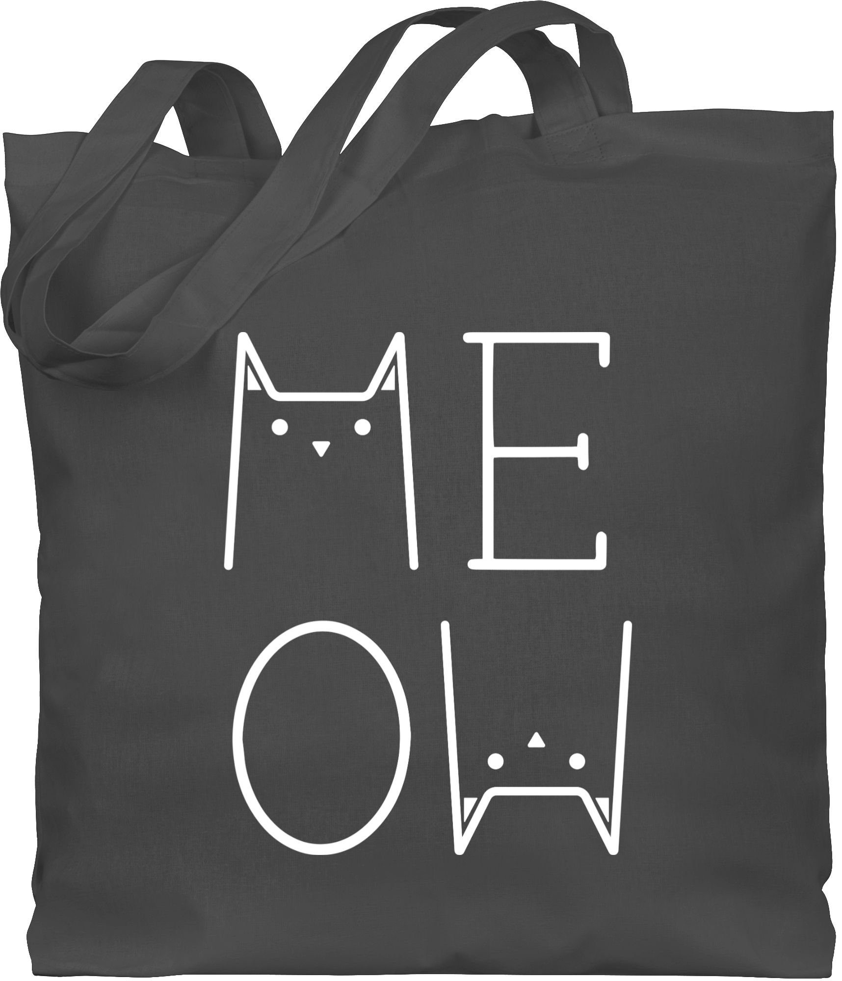 Shirtracer Umhängetasche MEOW weiß, Katzenbesitzer Geschenk 3 Dunkelgrau