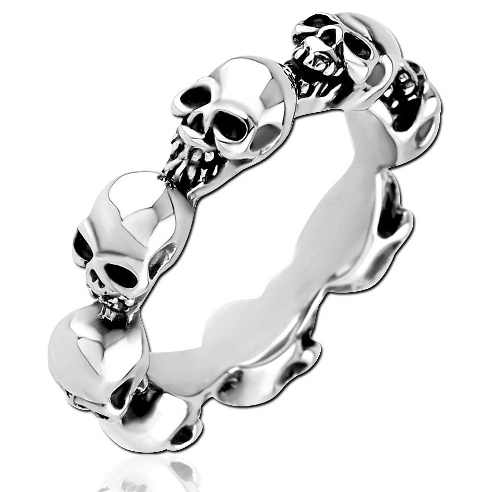 viva-adorno Fingerring Totenkopf Ring Edelstahl 3D günstig online kaufen