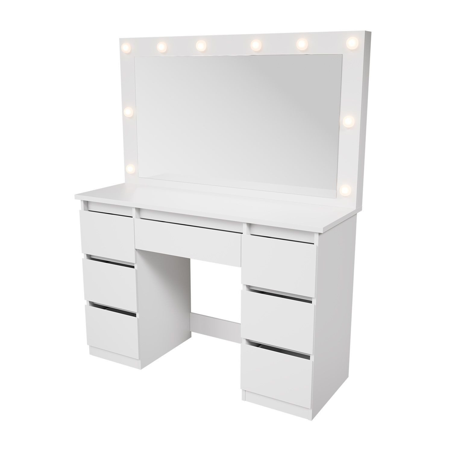 Juskys Schminktisch Lilia (1-St), LED-Beleuchtung, 3 Helligkeitsstufen, modern, 7 Schubladen, Stauraum