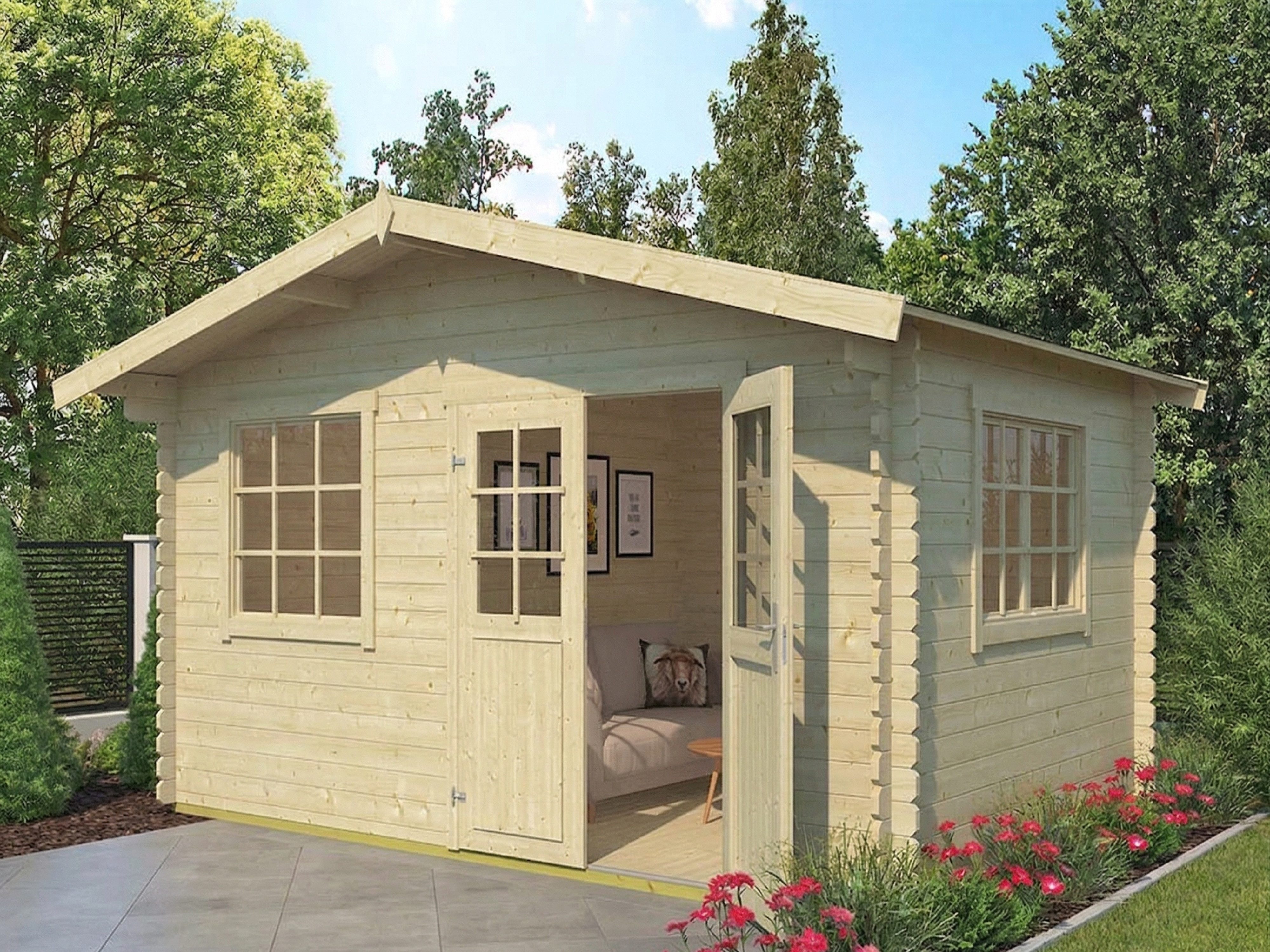 LASITA MAJA Gartenhaus Gartenhaus Blockbohlenhaus Keila 34 mm naturbelassen, BxT: 475.90x350 cm, 34 mm Wandstärke, Einzeltür