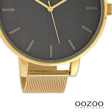 OOZOO Quarzuhr Oozoo Damen Armbanduhr Timepieces Analog, Damenuhr rund, extra groß (ca. 48mm) Metallarmband, Fashion-Style