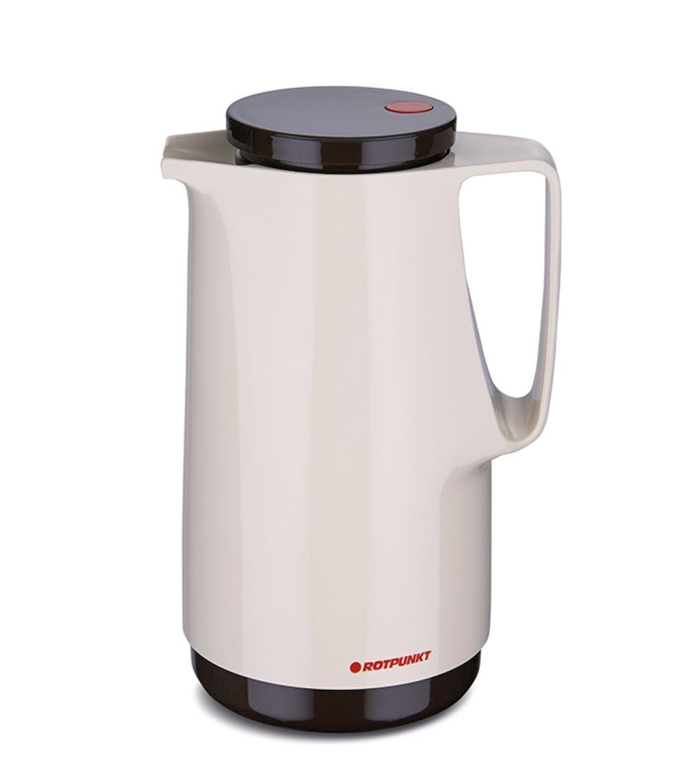 ROTPUNKT Isolierkanne 1,0 Liter Glaseinsatz I hochwertig I langlebig Ivoller Geschmack 760, 1 l, (Latte Macchiato), Glaskolben aus doppelwandigem Rosalin-Glas