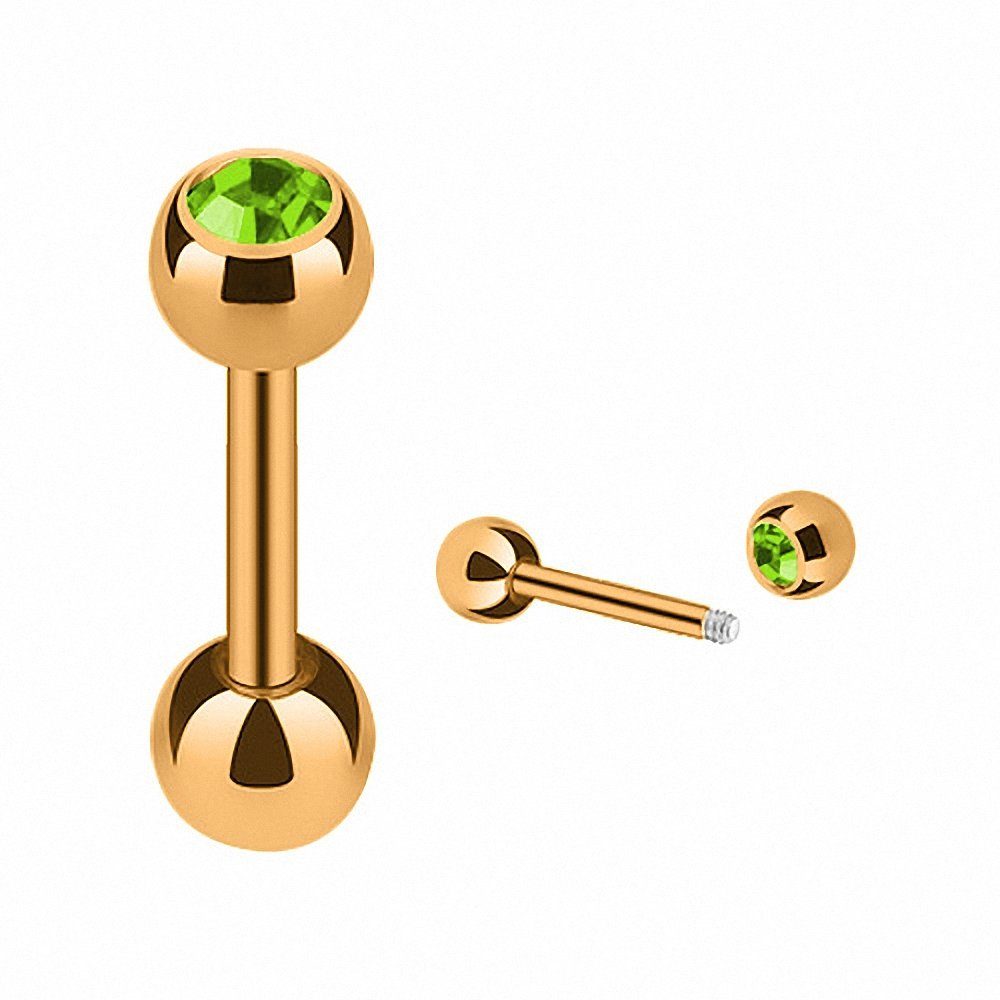 Taffstyle Piercing-Set Piercing Ohr Cartilage Tragus Ohrpiercing Cartilage Helix Kristall Stecker Hellgrün Roségold Kugel, Barbell