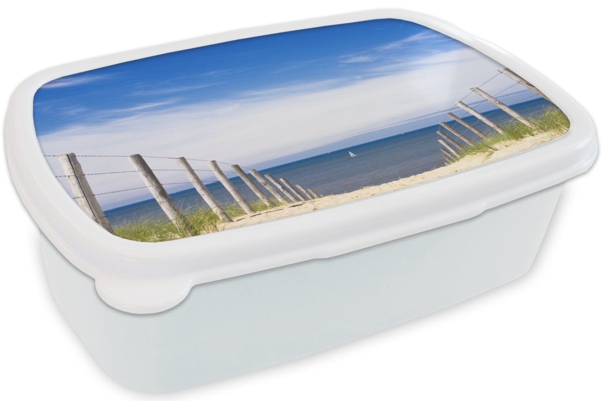 MuchoWow Lunchbox Meer - Himmel Brotdose, für Blau, Brotbox - Kinder und Kunststoff, (2-tlg), Mädchen für Jungs Erwachsene, und weiß