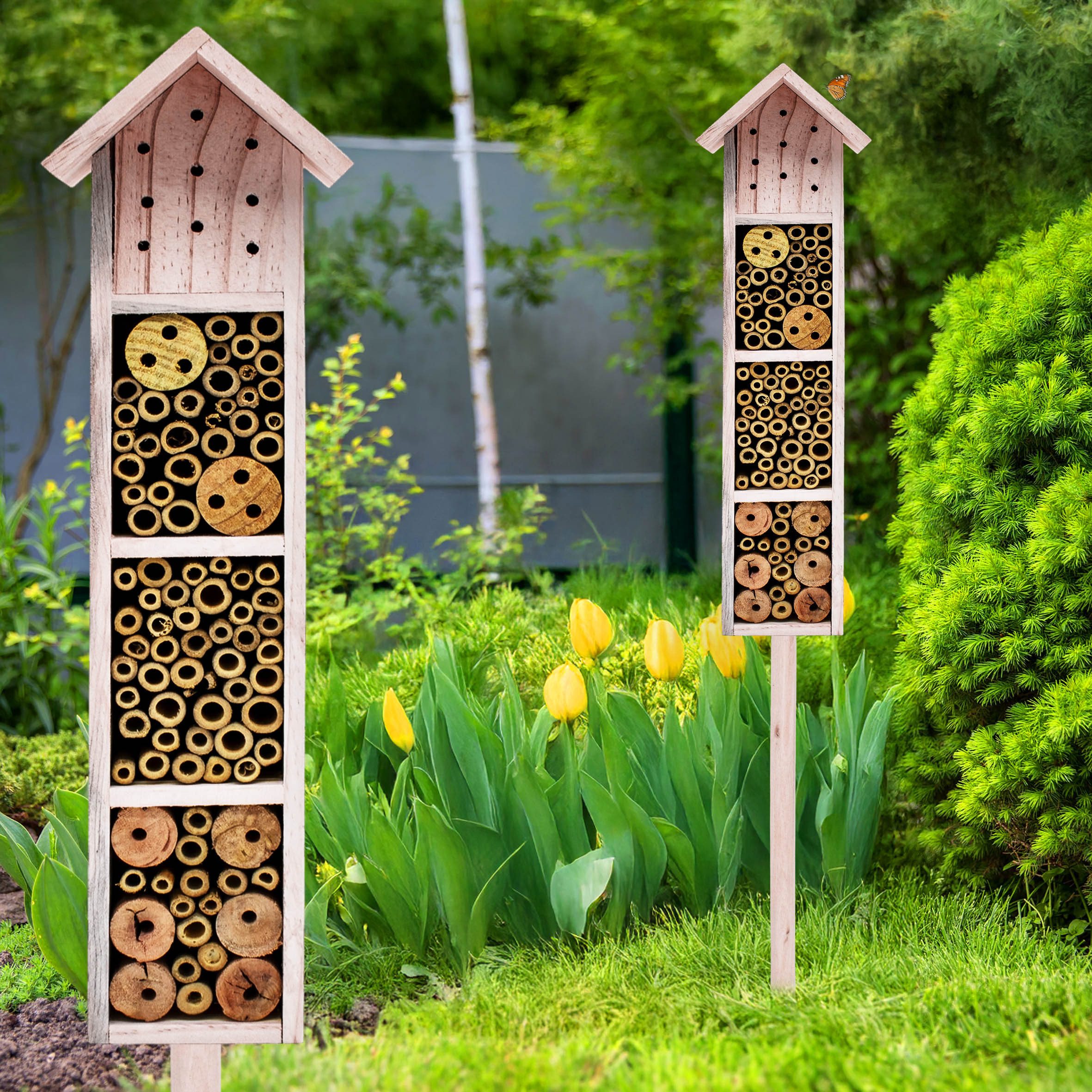 Spetebo Insektenhotel zum Aufstellen - 78 cm, (Anzahl, 1-St., Stück), mit Erdspieß