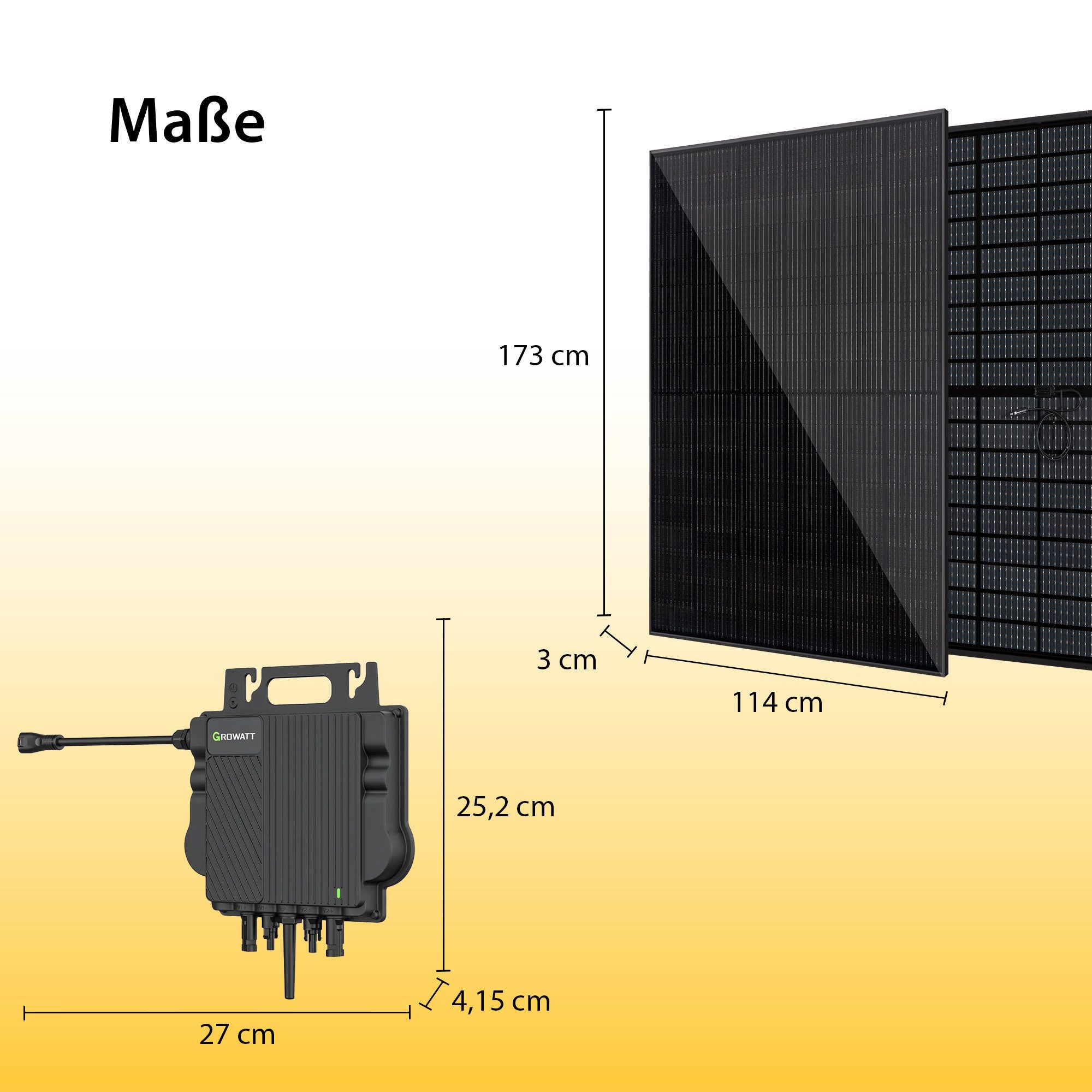 VALE Balcony Power Plant Intelligent Solar System Set Bifacial with Inverter (in set with Growatt Inverter, Full Black, 880-920 Wp), Plug&Play, BKW, Solar Module, Photovoltaic Set, WiFi, App Control