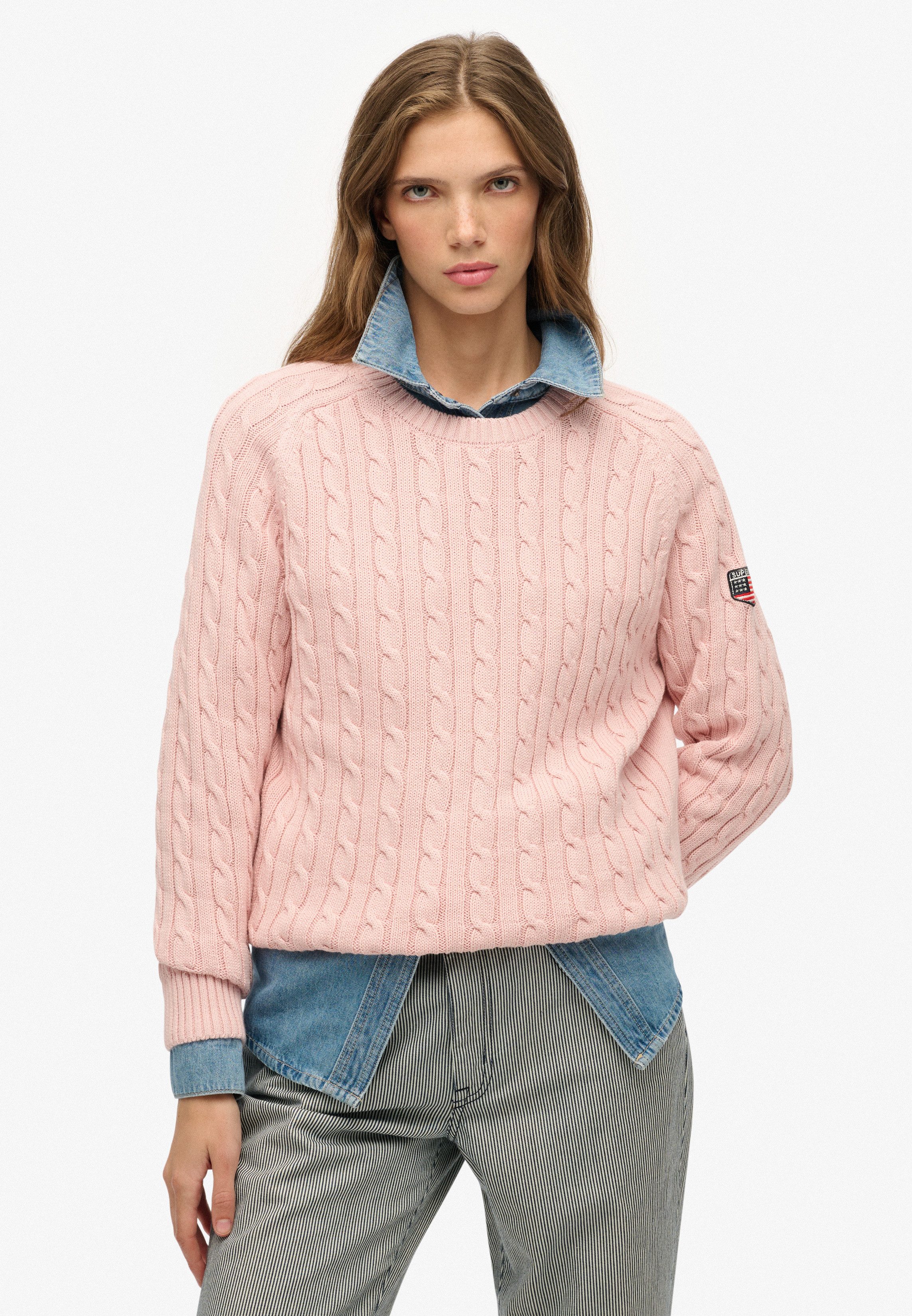 Superdry Strickpullover SLOUCHY CABLE KNIT Baumwolle, loose fit