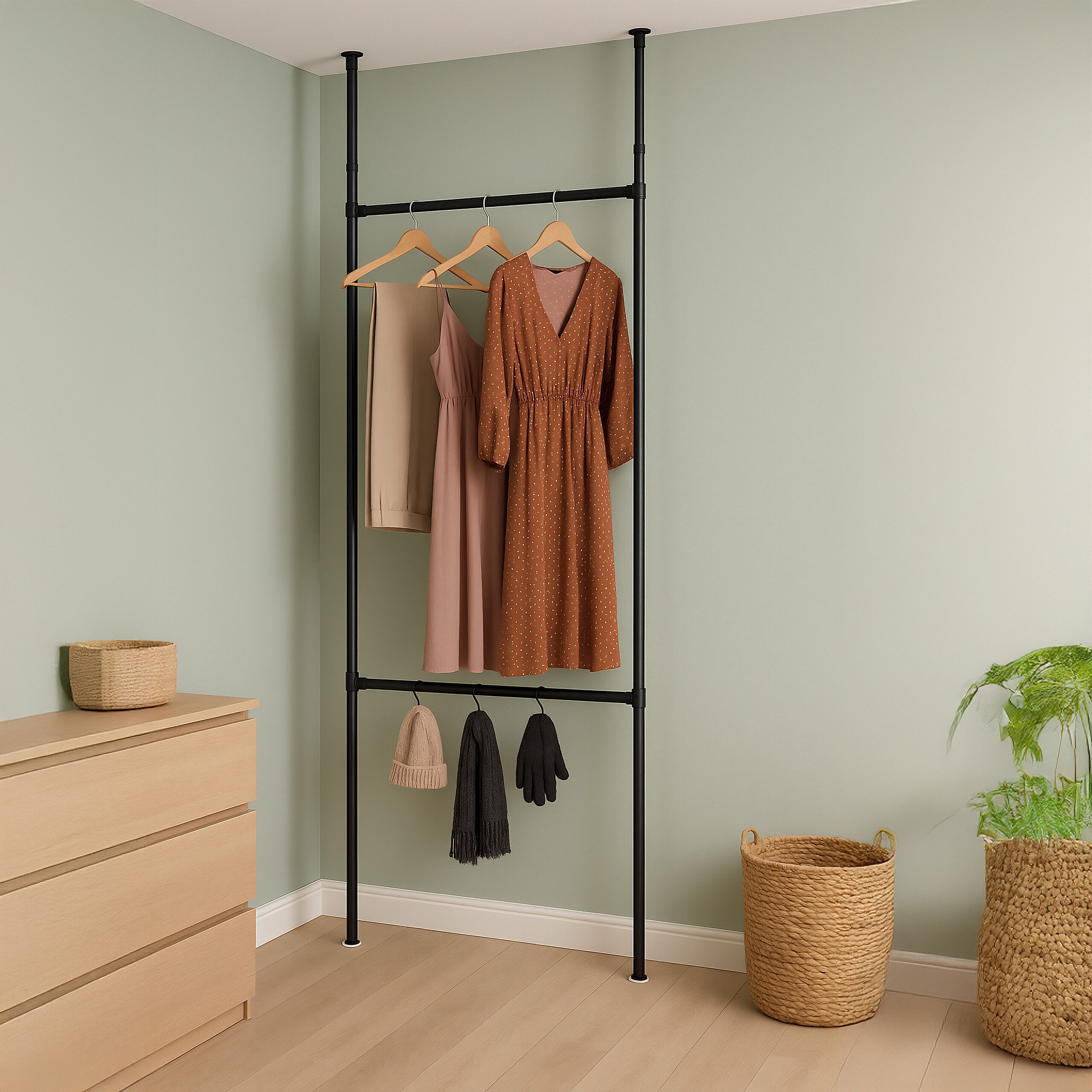 relaxdays Teleskopregal Garderobensystem Teleskop 165–300 cm günstig online kaufen