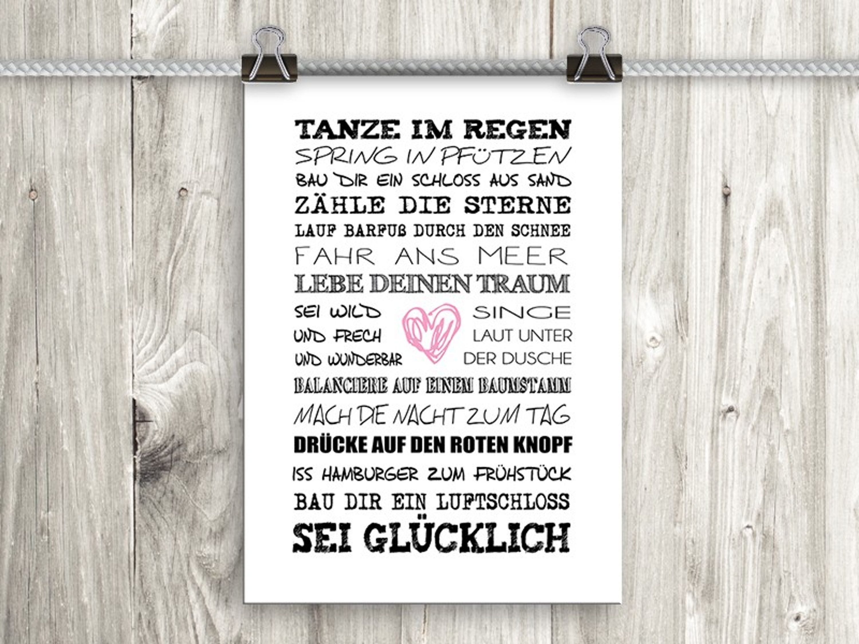 artissimo Poster Poster mit Spruch DIN A4 21x29,7 cm Typografie Glück Motivation modern, Spruchposter: Sei Glücklich