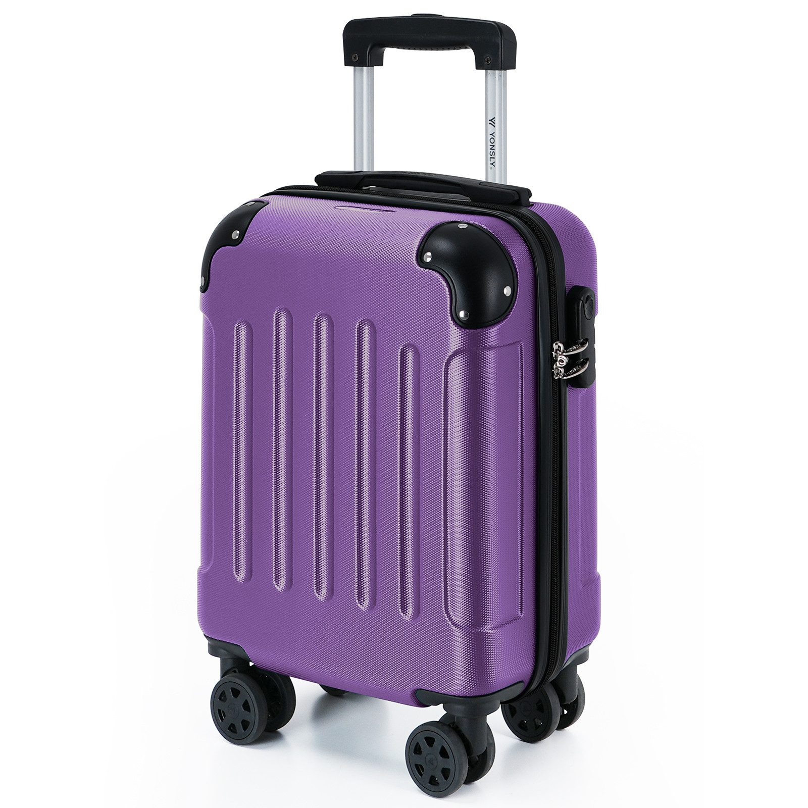 YONSLY Hartschalen-Trolley Hartschalen-Reisekoffer Trolley Rollkoffer in S/M/L/XL Größen, 4 Rollen, mit 360°-Lenkrollen, Zahlenschloss und mehrstufigem Teleskopgriff
