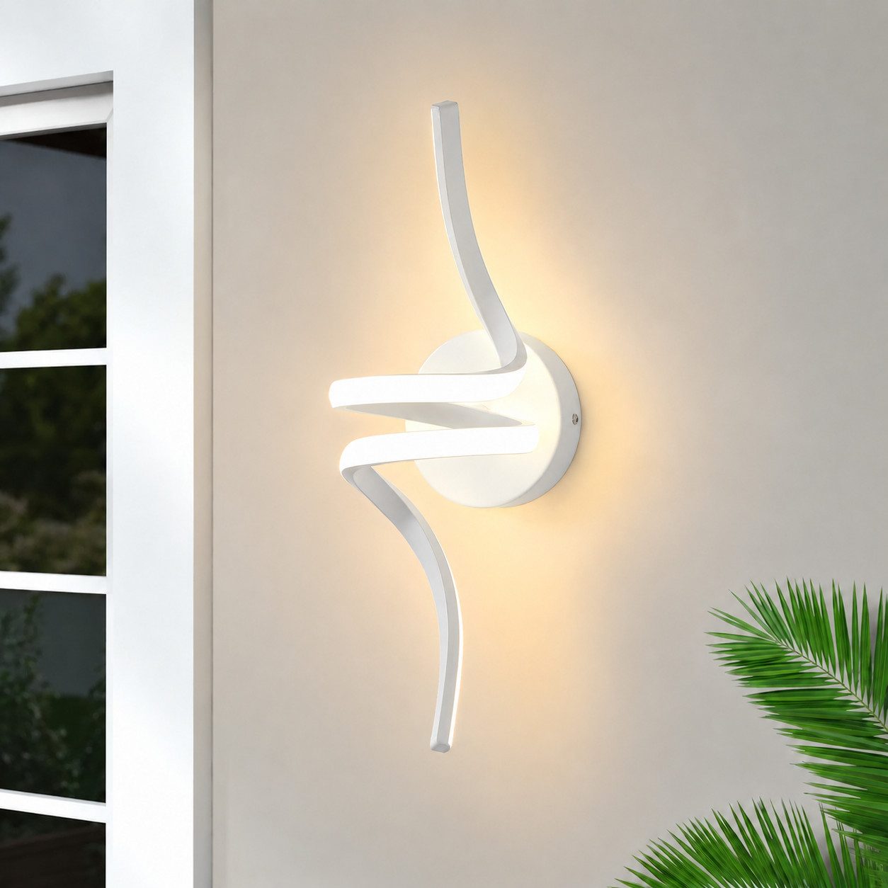 ZMH LED Wandleuchte Innen Schwarz/Weiß Modern Wandlampe 7W Warmweiß Treppenhaus Flur, Augenschutz, Einfache Installtion, LED fest integriert, 3000K, Aluminium Wandbeleuchtung Wohnzimmer