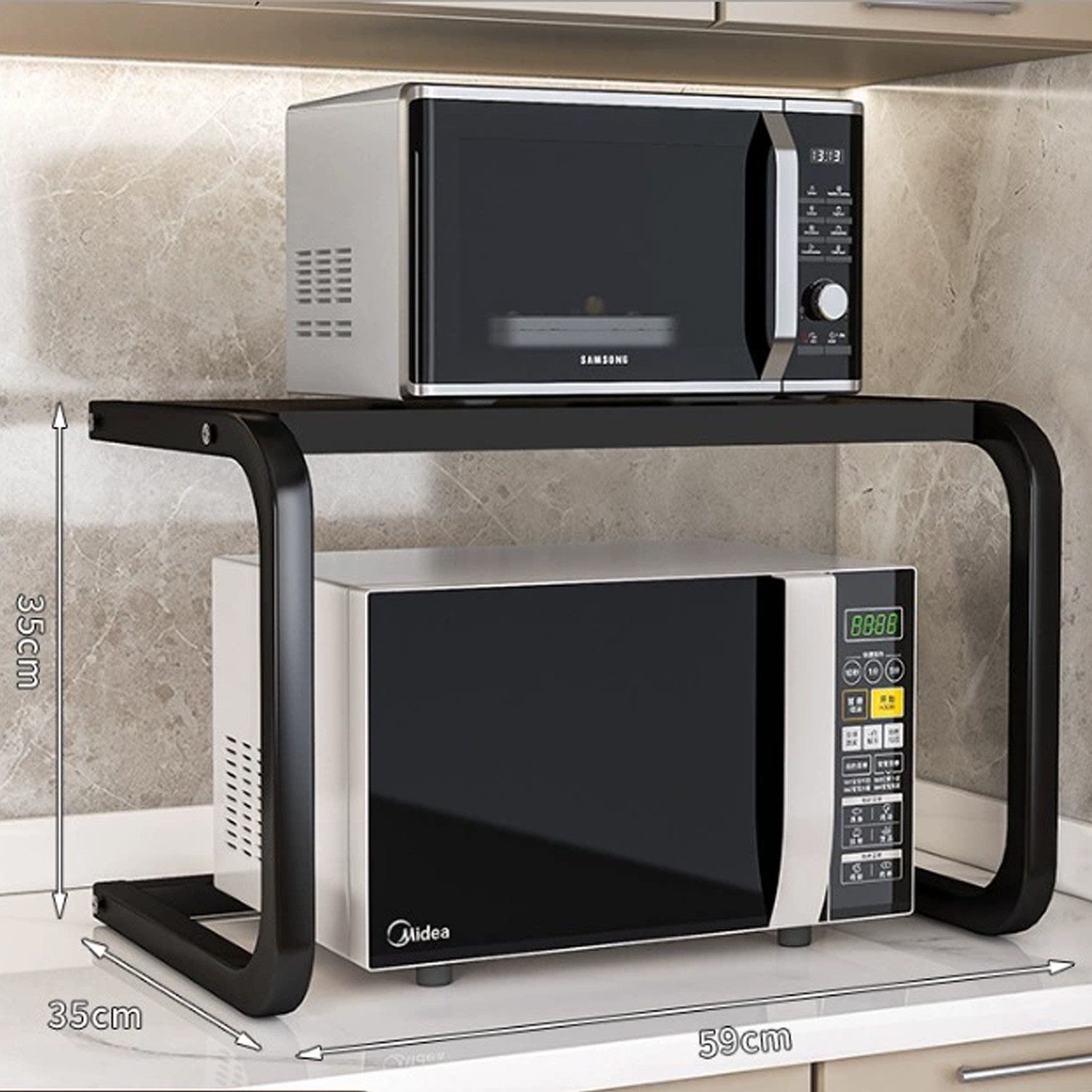 REDOM Küchenregal 2 Ebenen Mikrowellenregal Küchenablage, 59×35×35 cm Bäcke günstig online kaufen