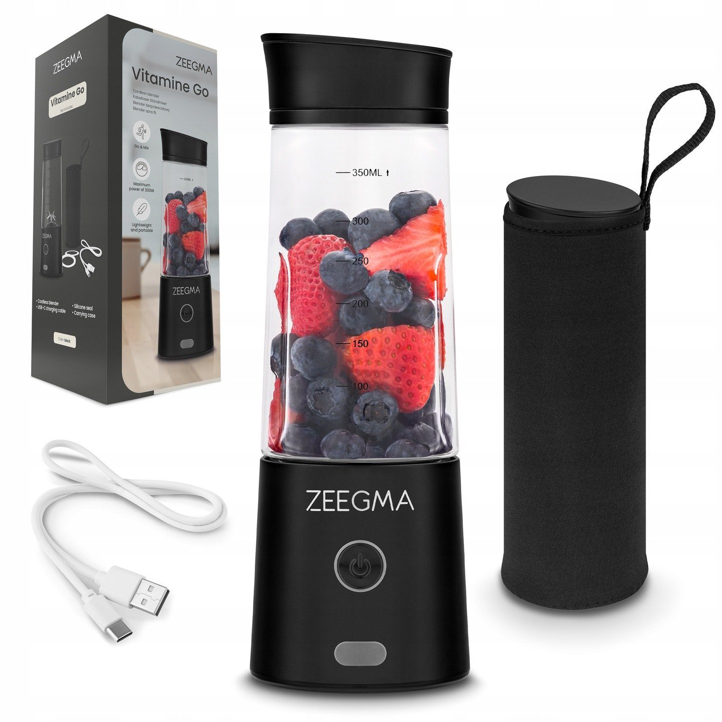 Zeegma Standmixer Vitamine Go, 300,00 W, Mixen und Zerkleinern von Eis / 5000 mAh / 300W