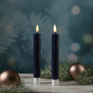 Deluxe Homeart LED-Kerze LED Stabkerzen Mia Tafelkerzen Echtwachs flackernd H: 15cm blau 2St (2-tlg)