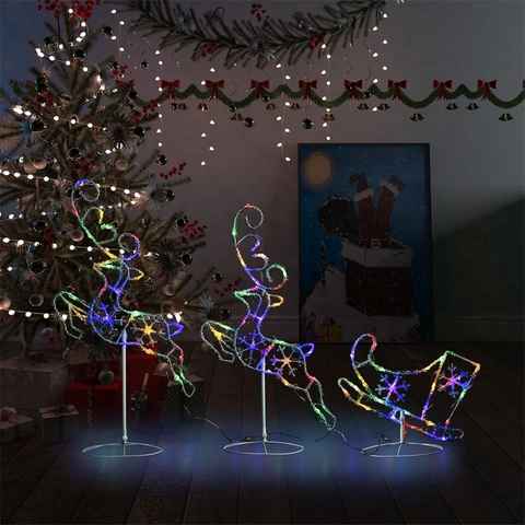 vidaXL Christbaumschmuck Weihnachtsdeko LED Rentiere & Schlitten Acryl 260x21x87 cm Bunt (1-tlg)