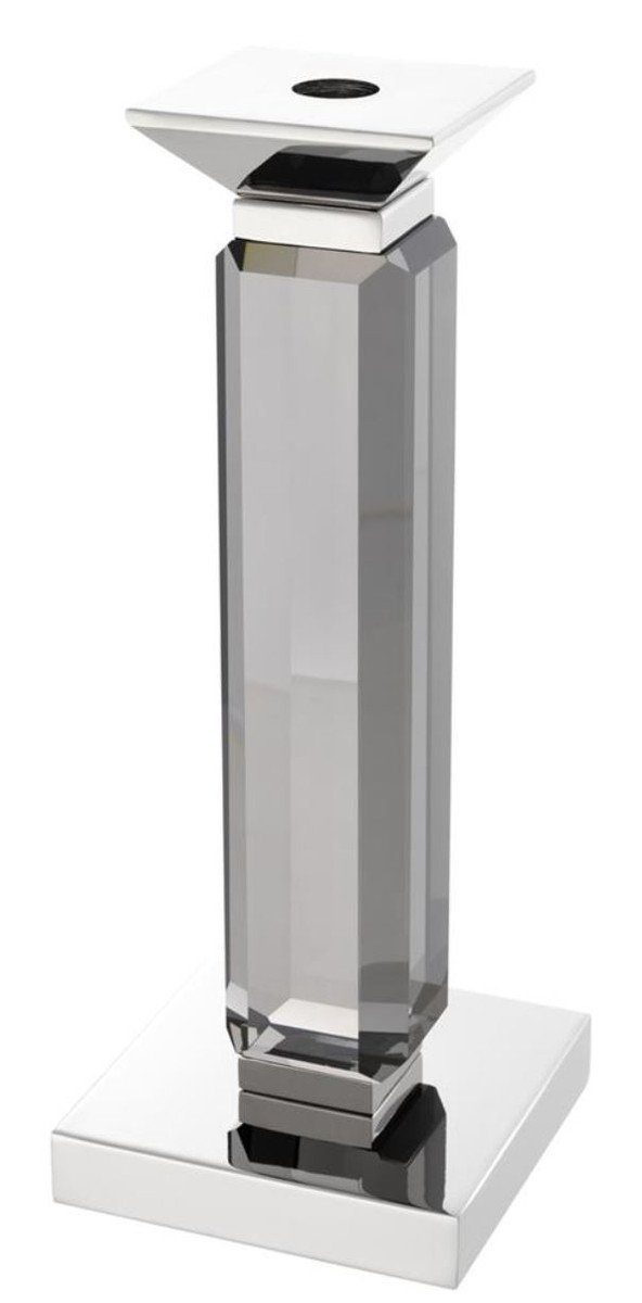 Casa Padrino Set Accessoires Silber Kerzenhalter / Luxus Kristallglas - Luxus Kerzenhalter Grau 3er