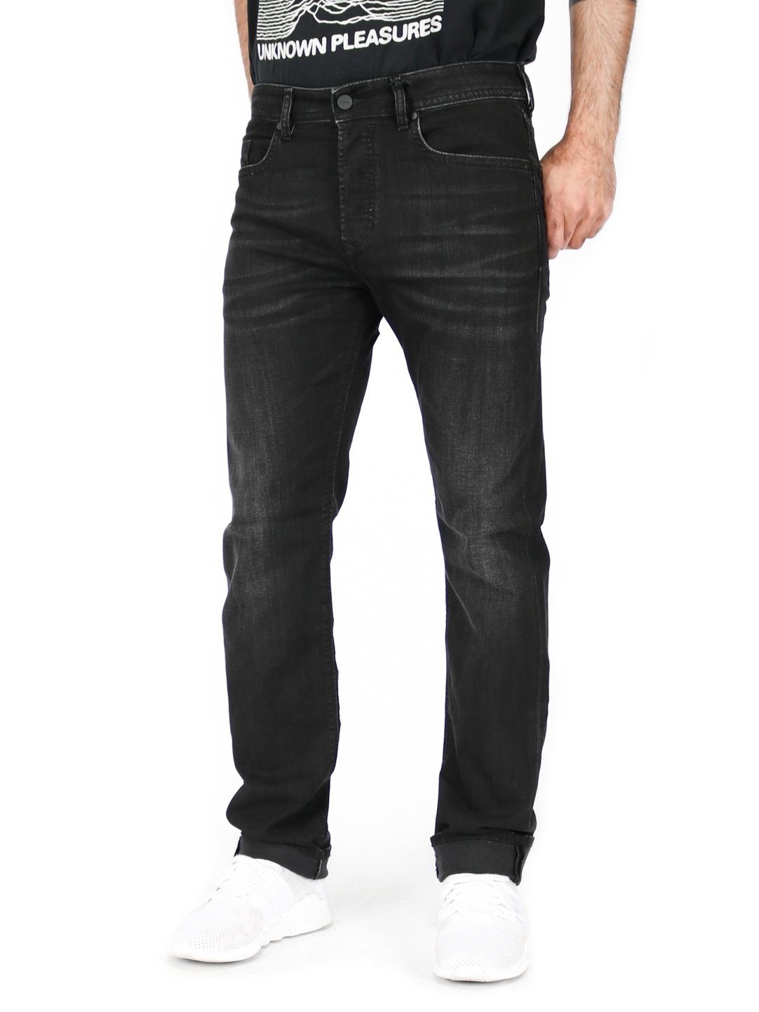 Diesel Tapered-fit-Jeans Herren Regular Slim Stretch Hose Vintage Schwarz - Buster R9B60