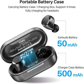 TOZO Tonal Dots Bluetooth 5.3 Built-in ENC Geräuschunterdrückung Mic 55Stdn In-Ear-Kopfhörer (Hochwertiges Material und robuste Konstruktion für langfristige Zuverlässigkeit., Spielzeit LED Digital Display mit drahtloser Ladekoffer, APP Control)