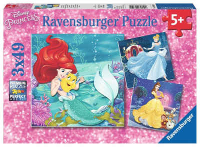 Ravensburger Puzzle 3 x 49 Teile Disney Prinzessinnen Abenteuer der Prinzessinnen 09350, 49 Puzzleteile