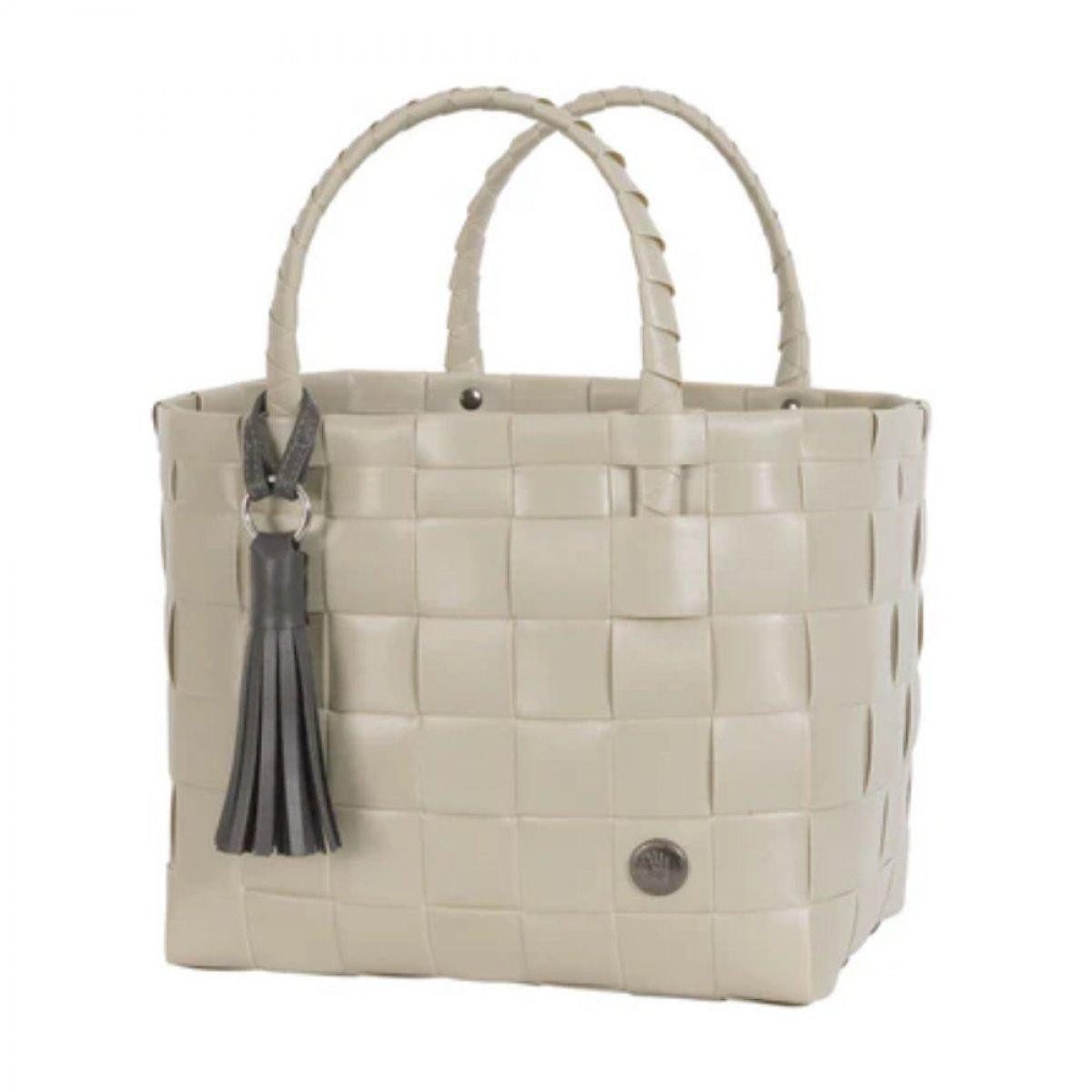 Handed By Einkaufskorb Handed By Shopper Paris Mini Pale Grey mit Quaste in Dark Grey