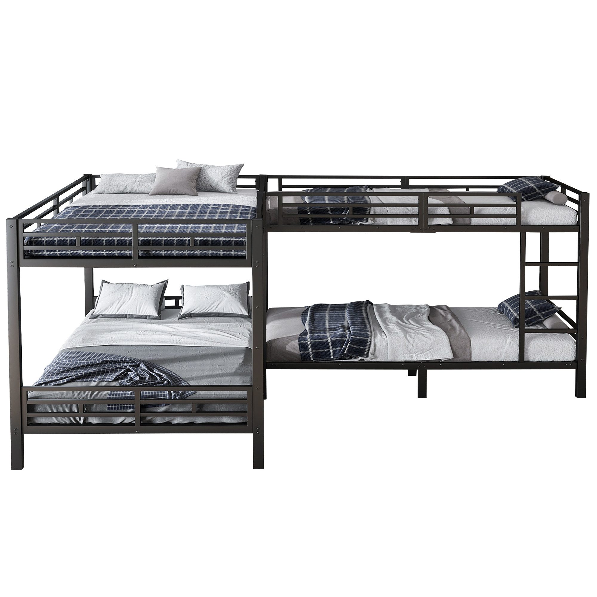 ANYSUN Etagenbett Mehrbettkonfiguration (Set, Bett), 4 Liegeflächen, mit Leiter